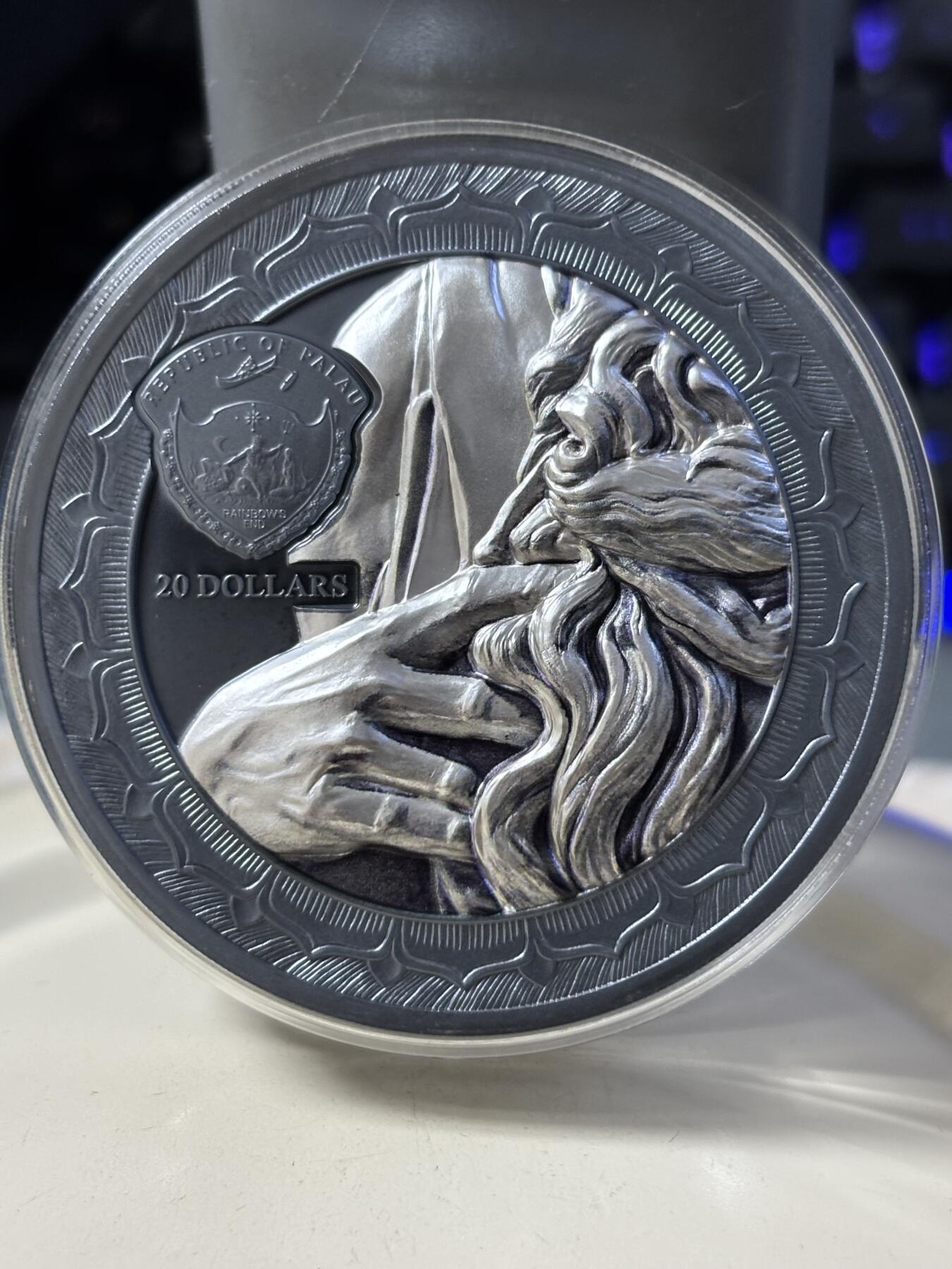 第183期拍卖 帕劳2022年永恒的雕塑系列《梅瑟》3盎司纪念银币，499银，发行量999枚