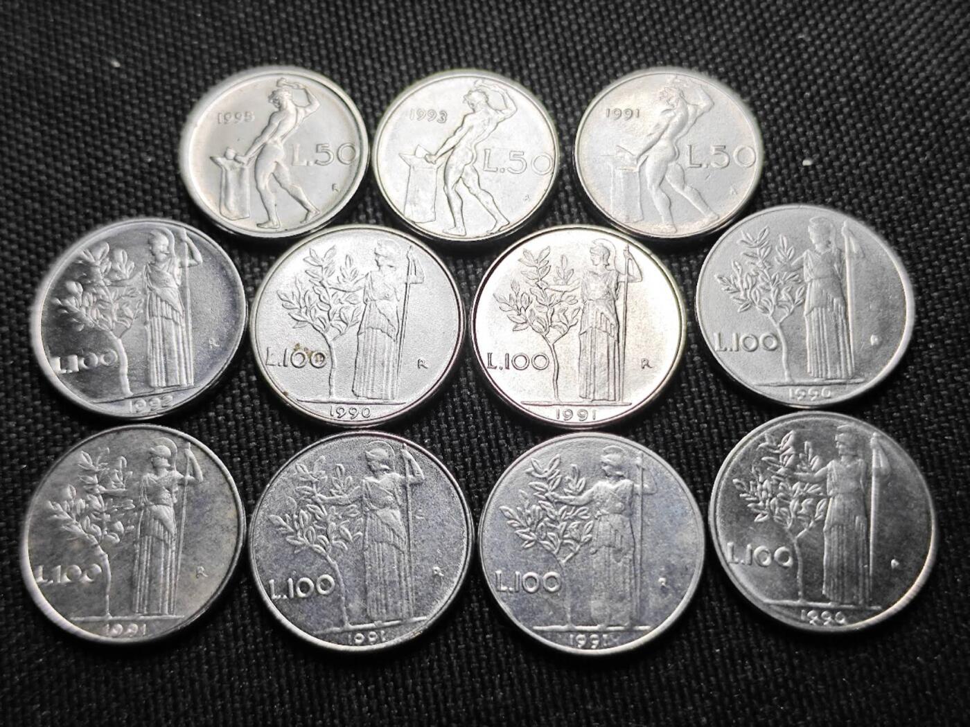 KK钱币收藏小铺 （套币 好品/批量散币 银币）专场  2月预留时间 周末发货  意大利50/100小里拉一组11枚