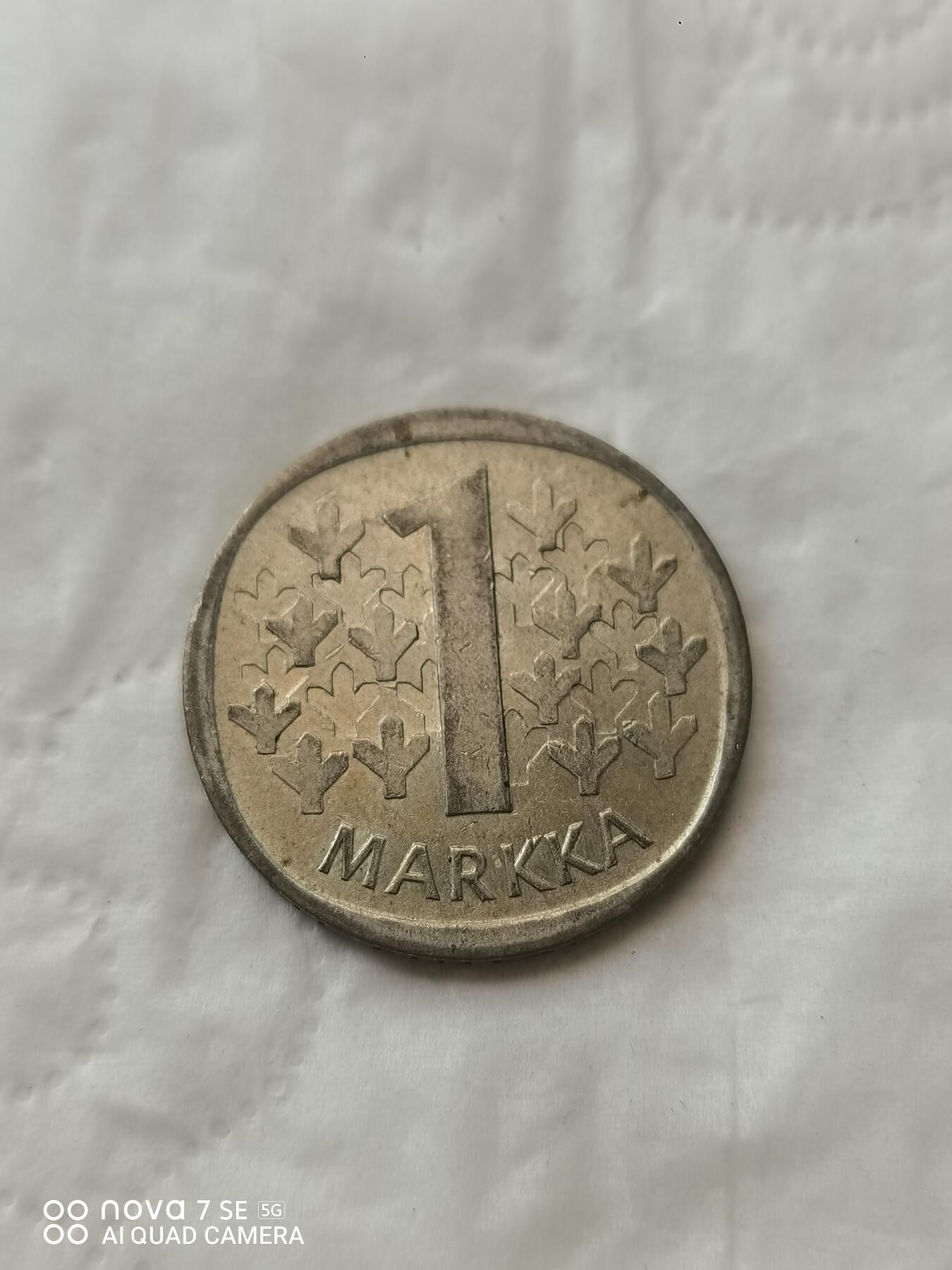 外国钱币 68年芬兰1马克