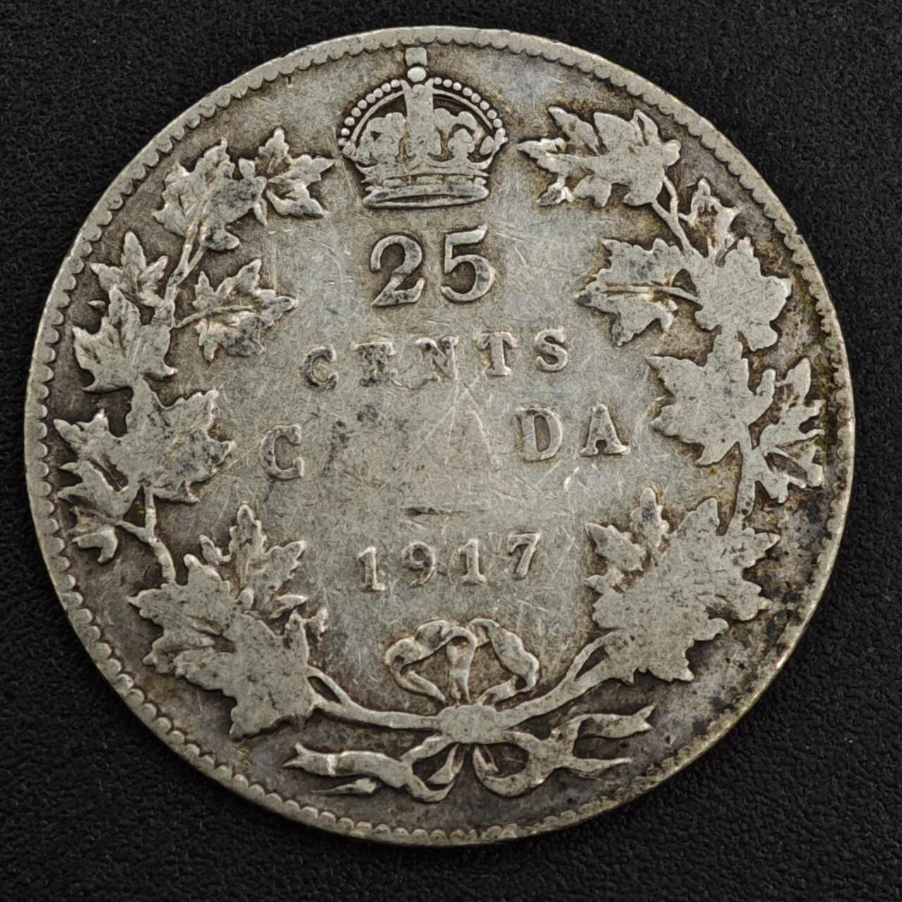 【淘币小摊】限时拍第八百一十二拍  小银币场  满百包邮可预留两周  周一统一发货  加拿大1917年乔治五世25分银币