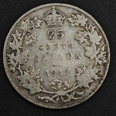 【淘币小摊】限时拍第八百一十二拍  小银币场  满百包邮可预留两周  周一统一发货  - 加拿大1917年乔治五世25分银币