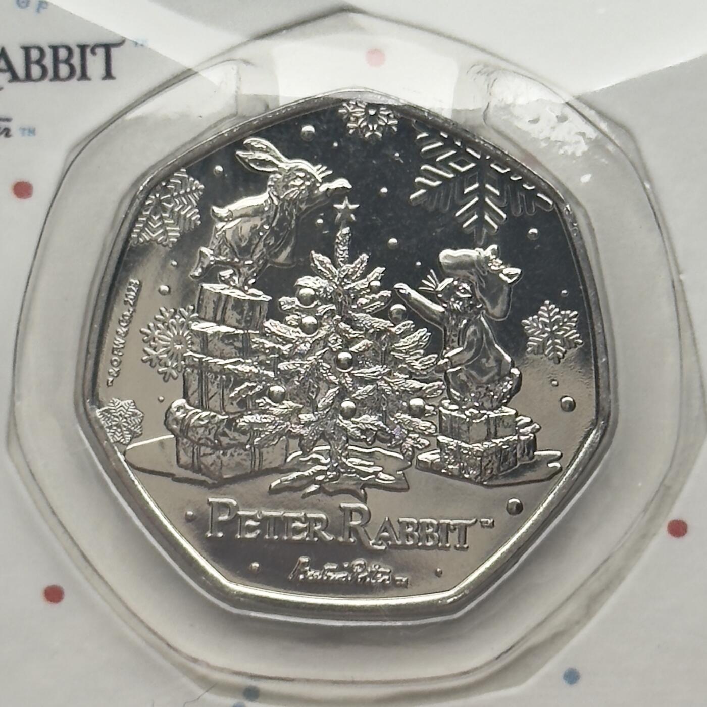 ＜小葵钱铺＞第66期·散币·银币场·满200包邮，不寄存·12月1号发货 皮特凯恩群岛2023年彼得兔的圣诞节50便士卡装纪念币