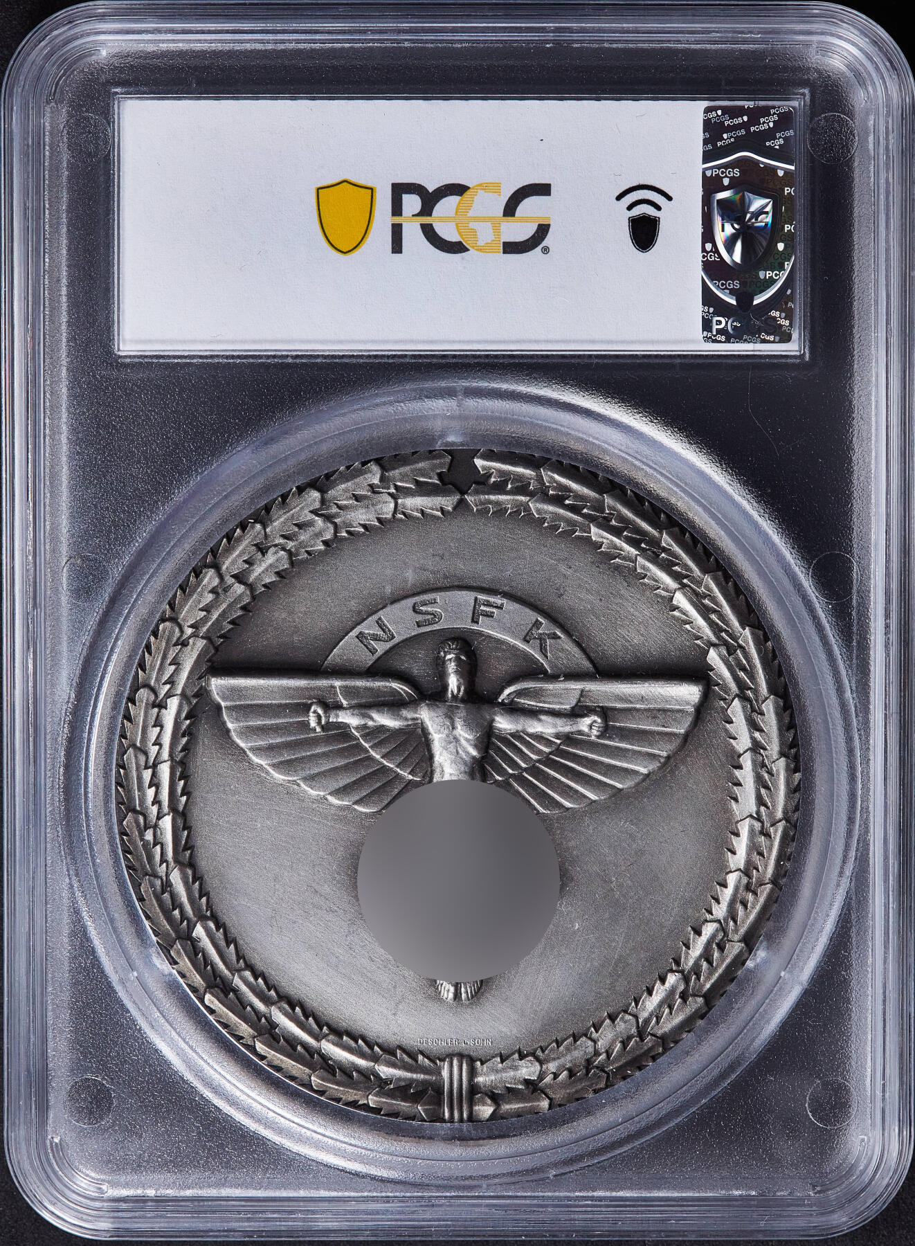 【俄甄集藏】2025年(045)12-03 星期三 晚 19:30 全场包邮 德国第三帝国1941年总理头像纪念帝国空军戈林青年飞行队荣誉镀银大铜章，PCGS MS62，亚军分数，少见品种，直径：80mm，原图联系客服或前往对应官网进行查询