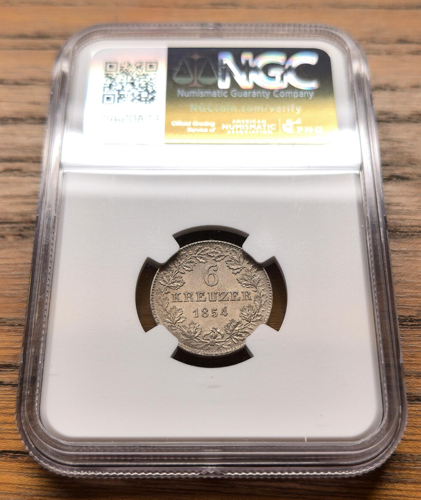 纫秋兰以为佩·凡希社微拍感恩专场 1854德国法兰克福城市景观6K银币NGC-MS63，原色银光，铸出状态。