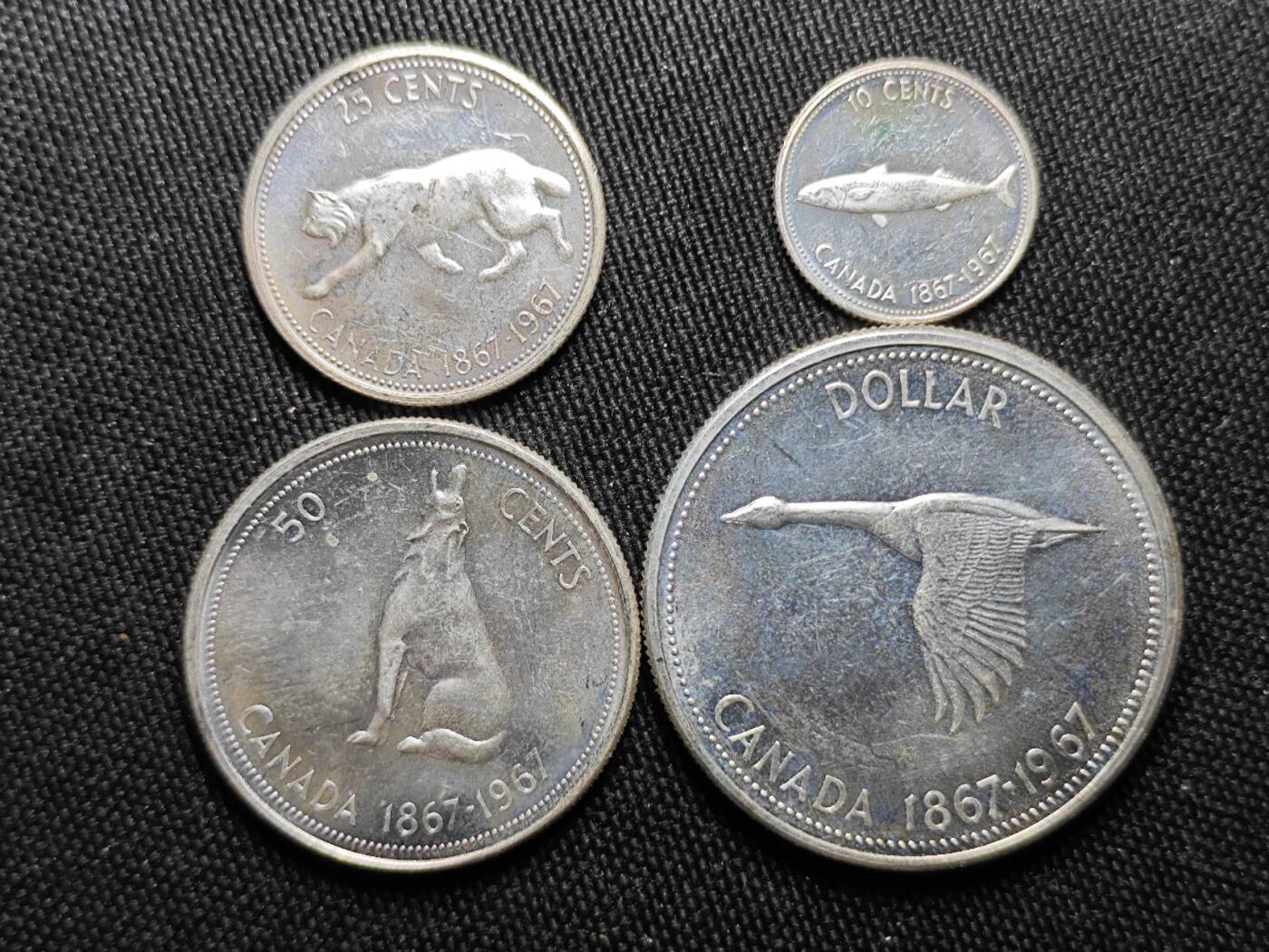 KK钱币收藏小铺 （套币 好品/批量散币 银币）专场  2月预留时间 周末发货  加拿大建国200周年银币4枚一组