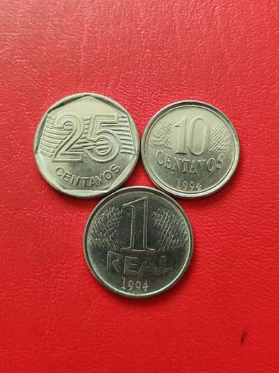 【云涧收藏】第八十一场 - 巴西1994年10、25分，1雷亚尔3枚