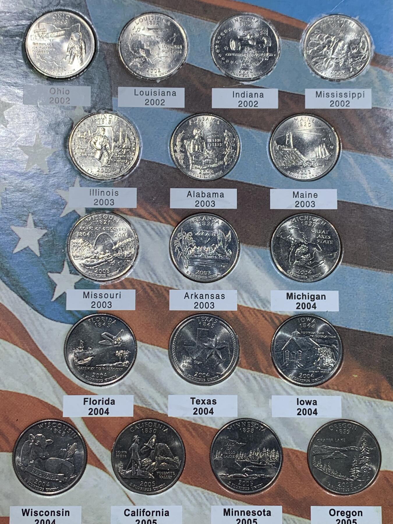 《竞宝斋》第443场 周日，周一，2场连拍 （全场包邮） 美国州币原光一本51枚+美国1986年50分自由女神像精制币