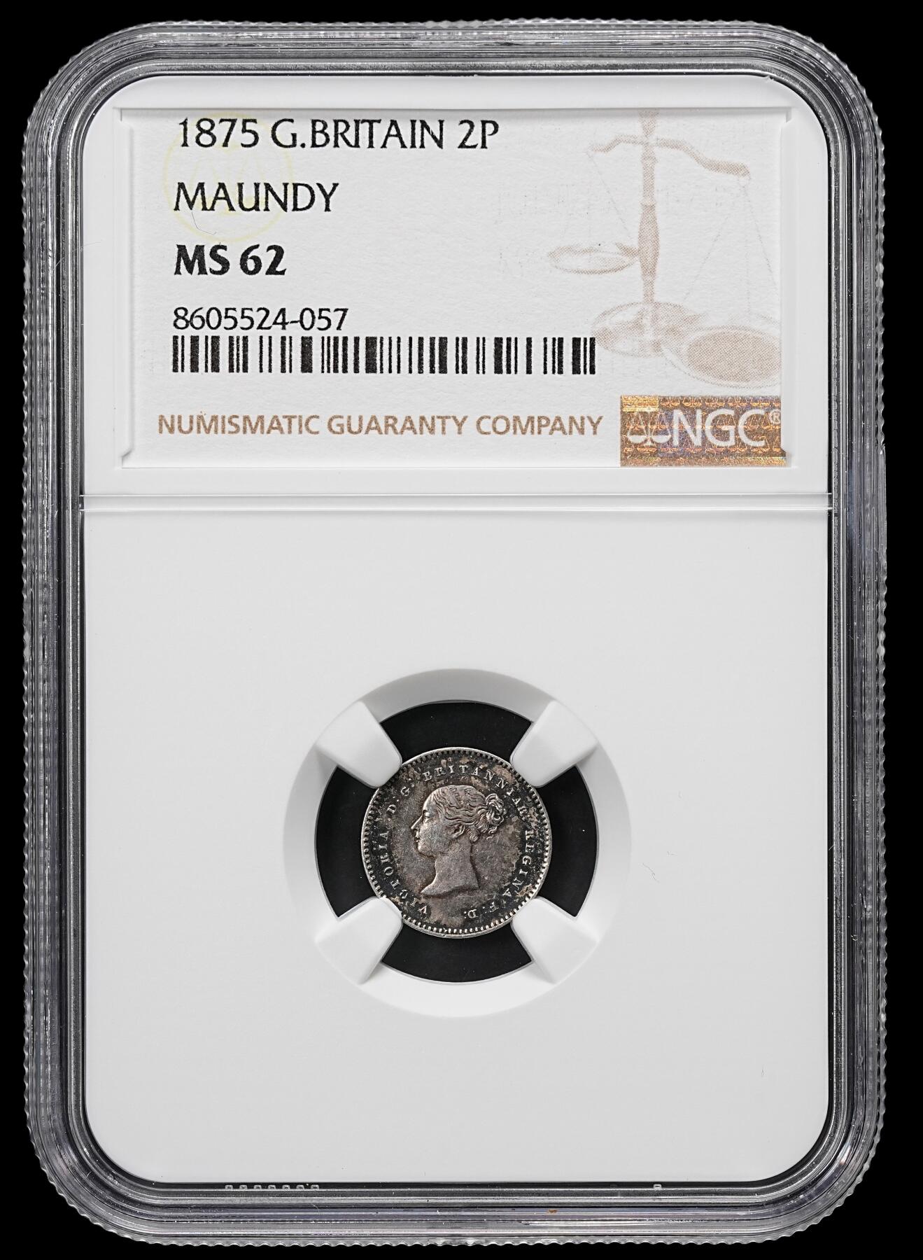 修遠堂世界钱币第九十五期 NGC MS62 1875年英国2便士濯足银币