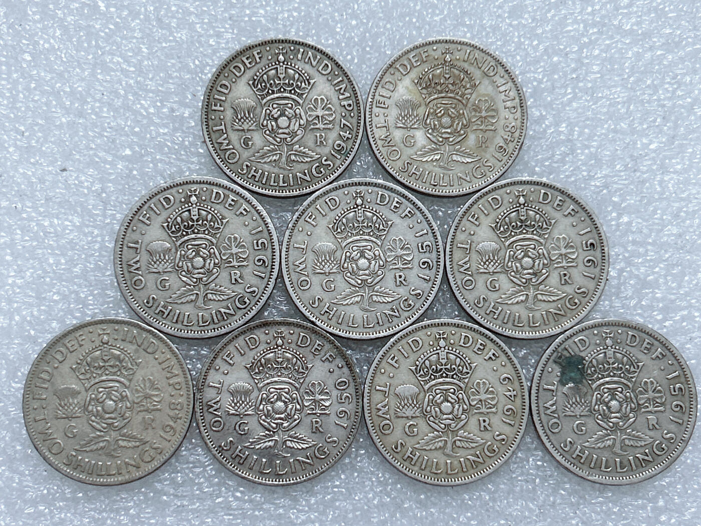 第一海外回流一元起拍收藏 散集专场  第274期 英国乔六2先令硬币 9枚