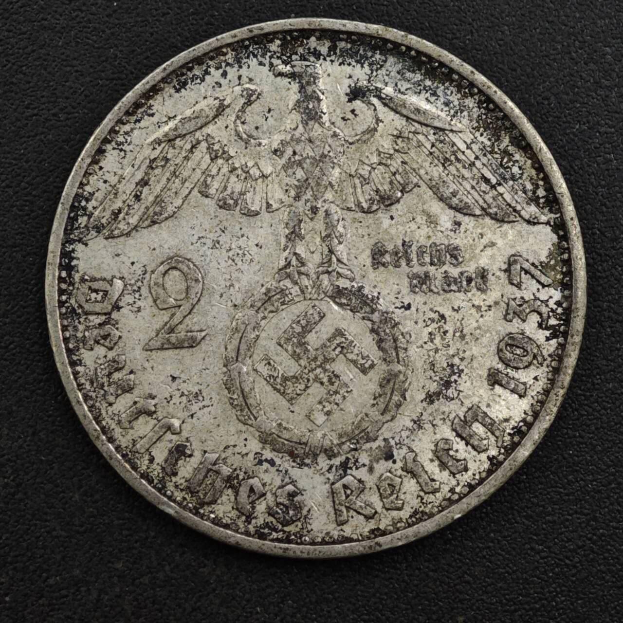 【淘币小摊】实时拍第八百一十三拍   散币场   满百包邮可预留二周 每周一统一发货   德国1937年2马克银币