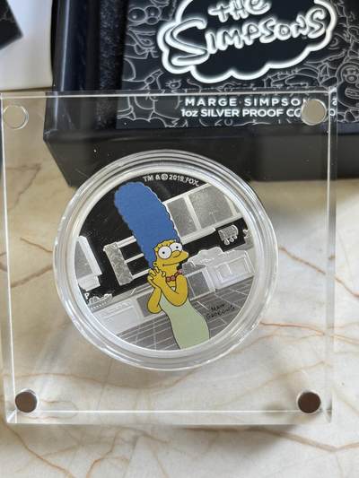 第183期拍卖 - 图瓦卢2019年辛普森一家彩色1盎司纪念银币，9999银，发行5000枚