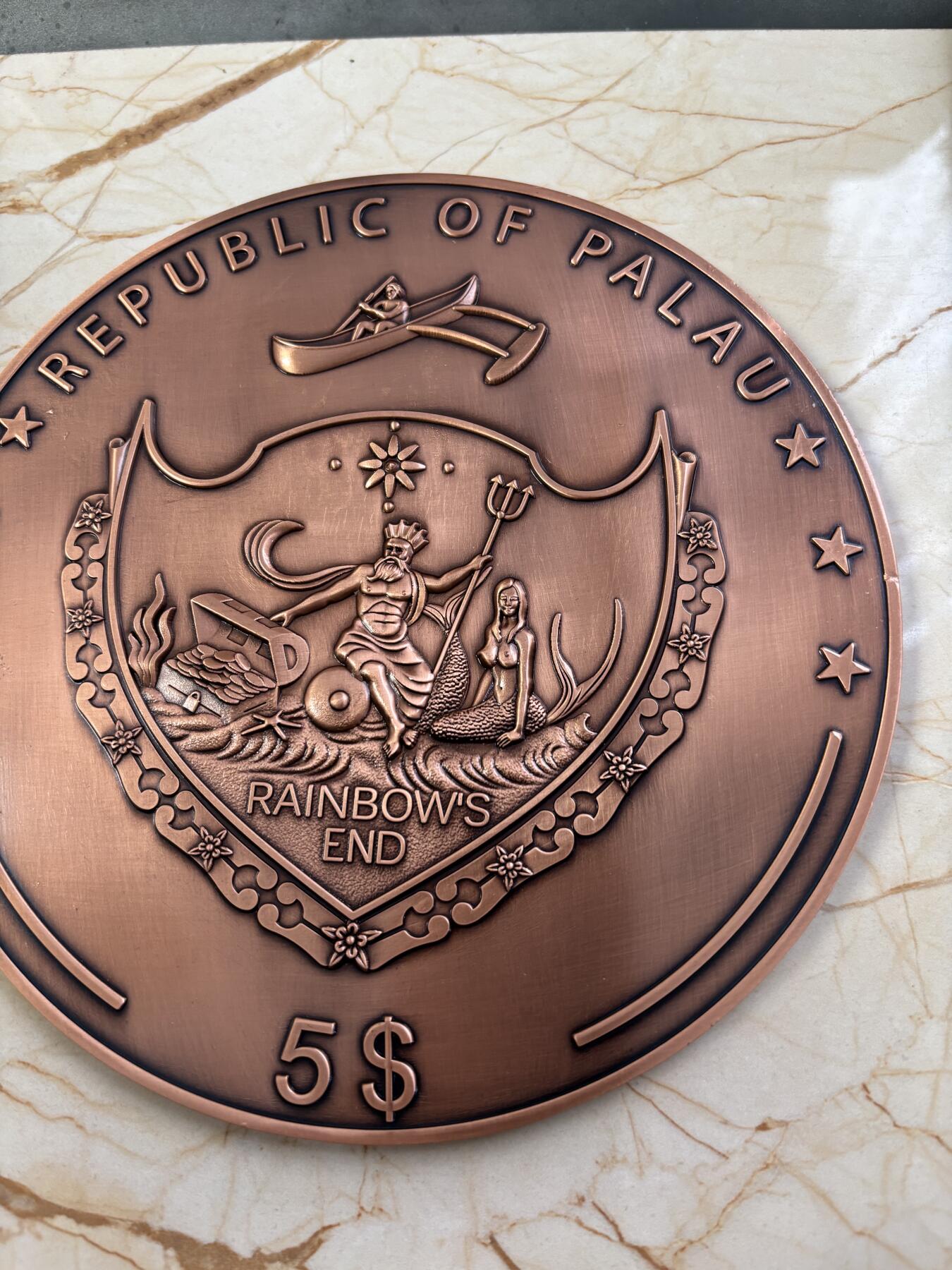 第184期拍卖 帕劳2015年寻找海盗宝藏超大规格游戏棋纪念铜币带黑绒袋