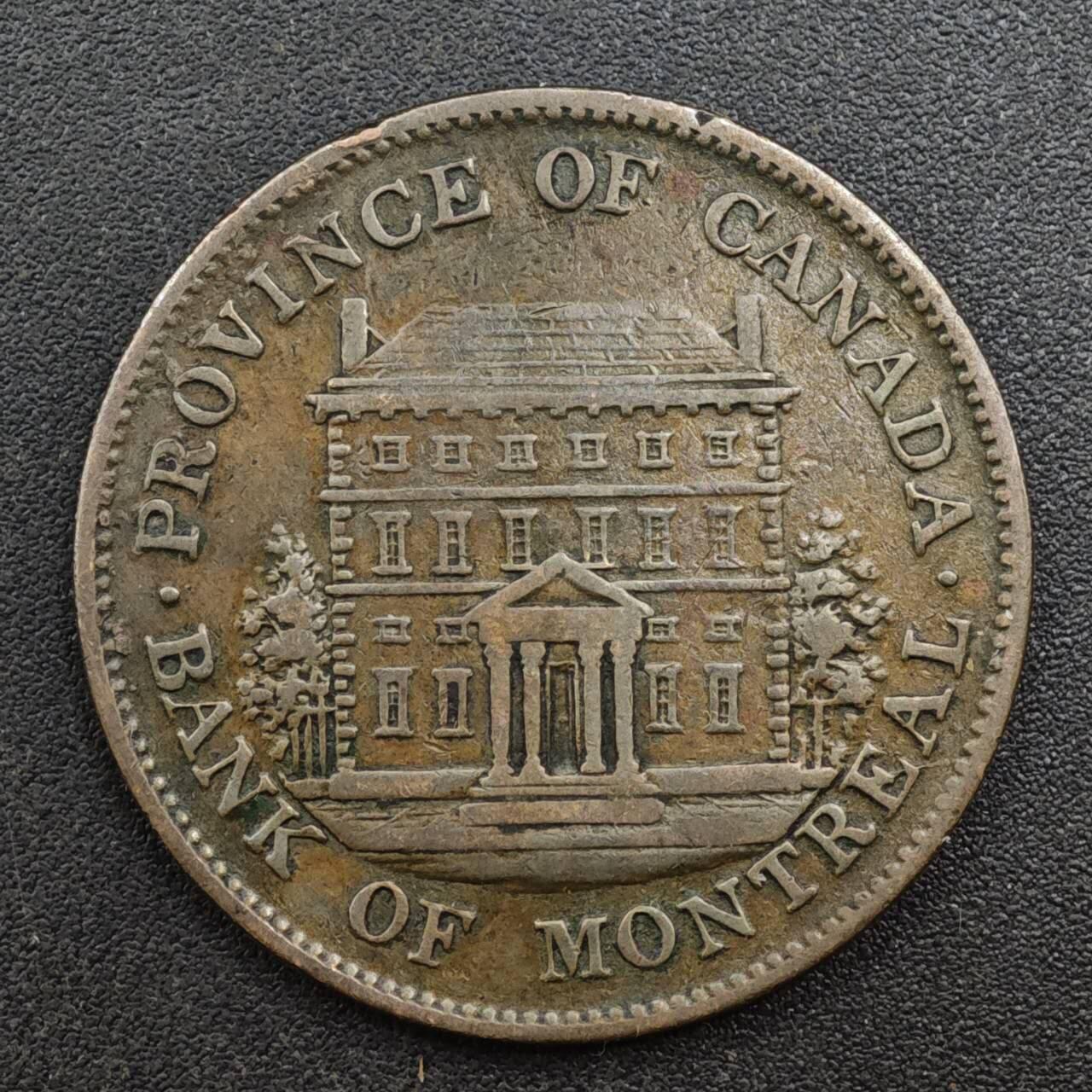 【淘币小摊】实时拍第八百一十三拍   散币场   满百包邮可预留二周 每周一统一发货   加拿大1844年蒙特利尔银行半便士铜币代币