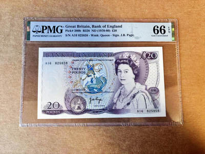 【Blue Auction】世界纸币精拍第757期——18级TOP拍卖/信誉/品质/专业/高效💫 - 【无47】英国 D序列 1970-80年20镑 PMG66EPQ 