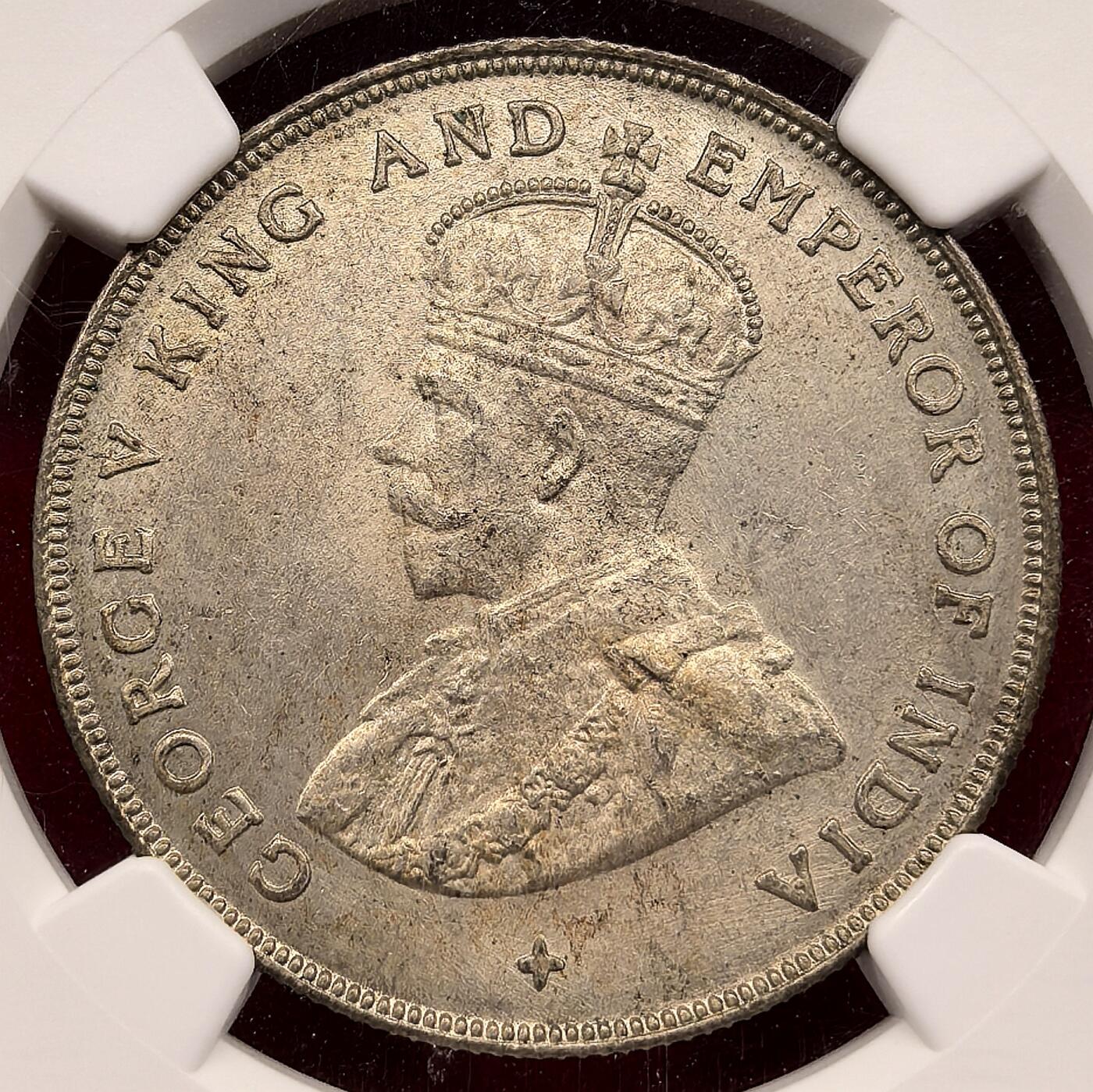 纫秋兰以为佩·凡希社微拍感恩专场 1920英属海峡殖民地乔五壹元大银NGC-MS63，淡金包浆原味难得！