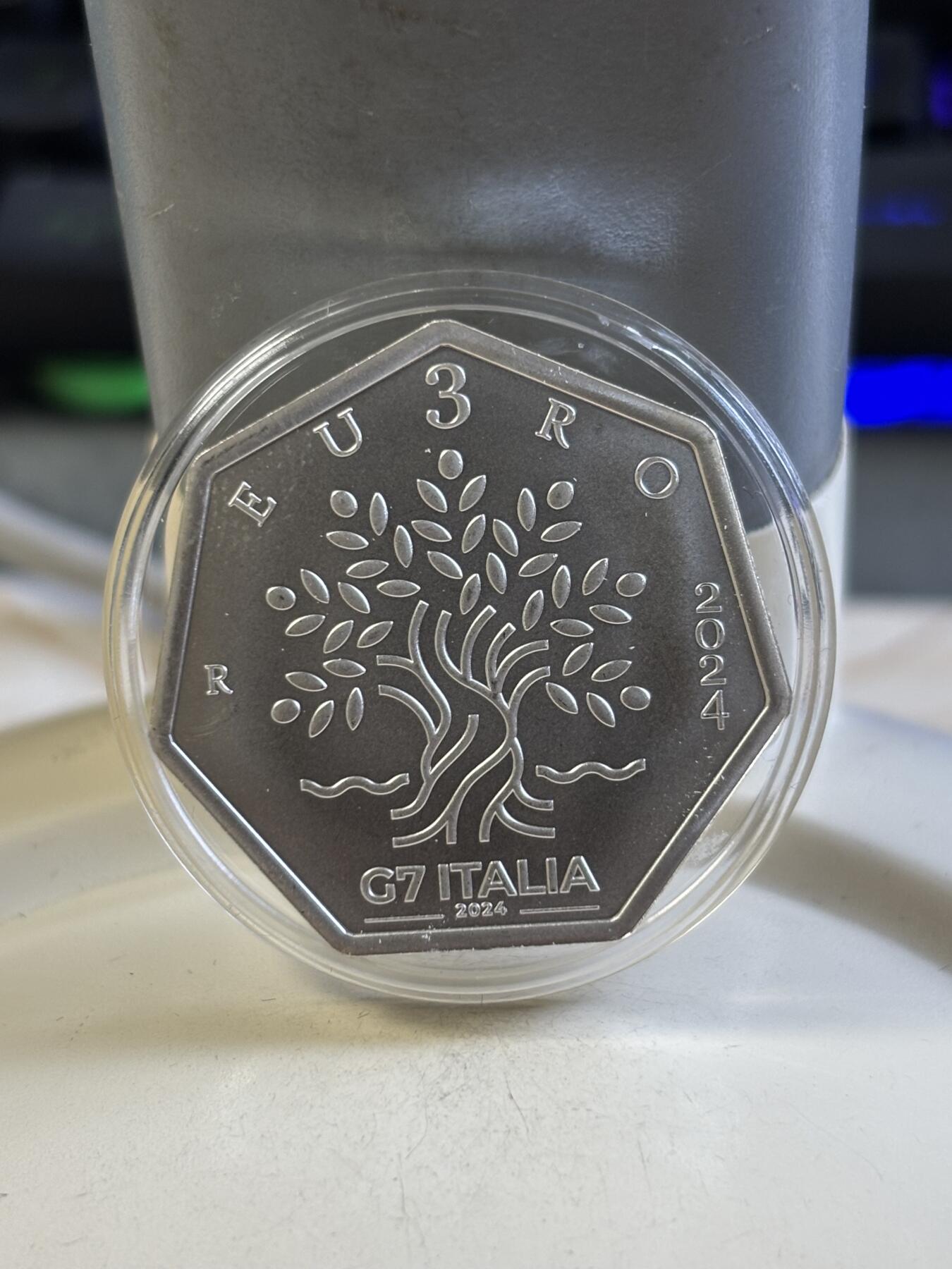 第183期拍卖 意大利2024年七国集团G7首脑峰会主宾国女神银币，925银，20.24克，发行4000枚，有手印