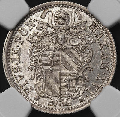 修遠堂世界钱币第九十五期 - NGC MS62 1862年教皇国10 BAIOCCHI银币