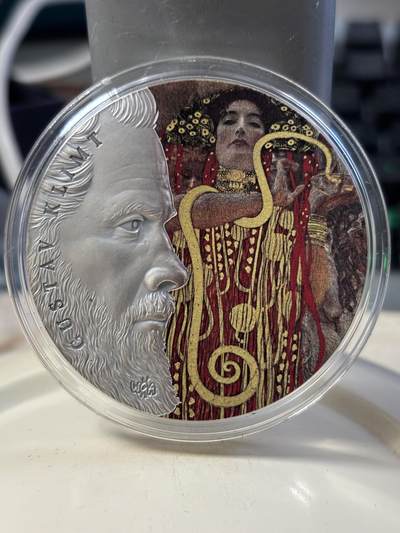 第184期拍卖 - 加纳2020年伟大的艺术家系列克里姆特2盎司彩银币，999银，发行500枚