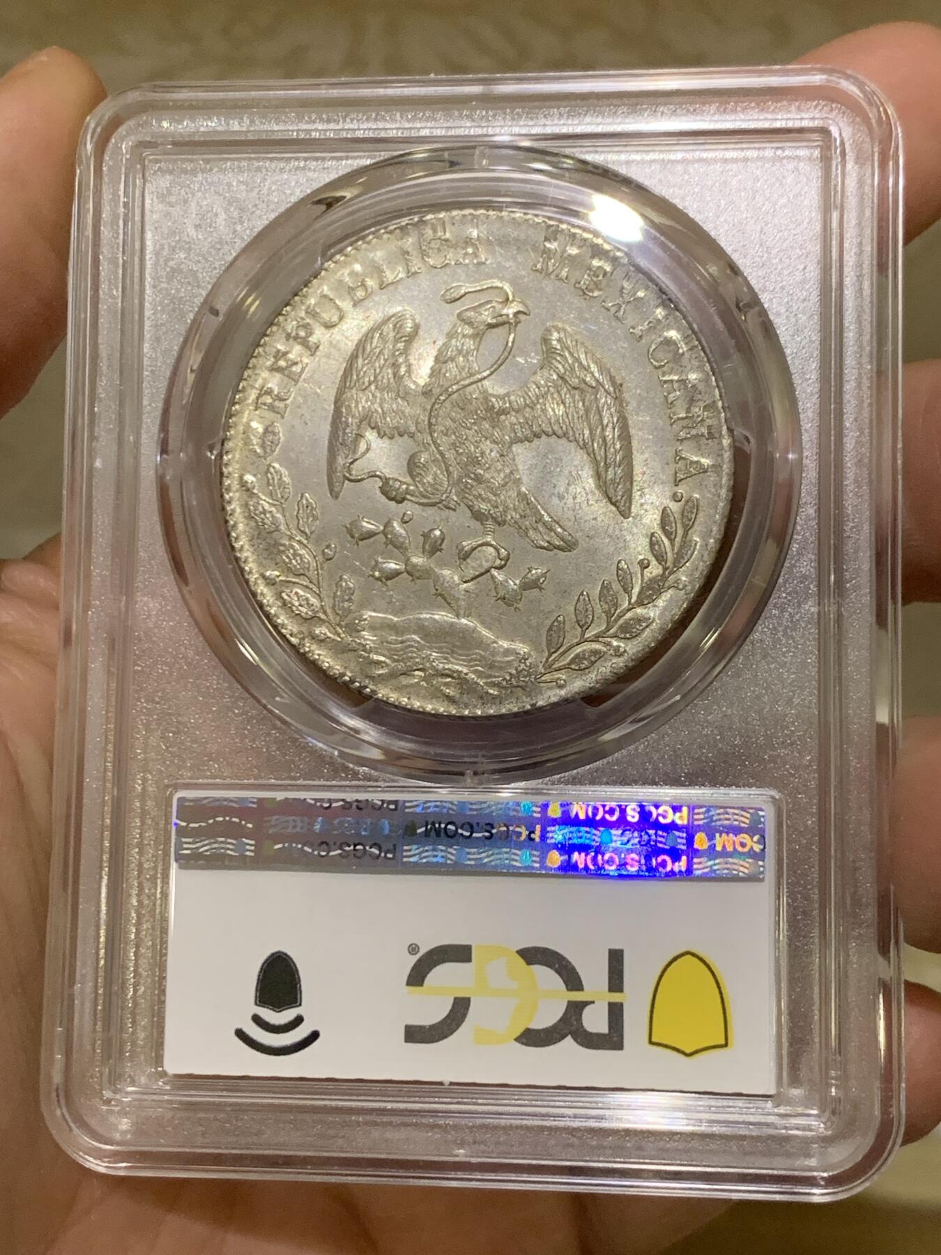 《竞宝斋》第443场 周日，周一，2场连拍 （全场包邮） PCGS MS64 墨西哥 1896年 8瑞尔 鹰洋 银币 高分Cn厂 亚军分 更高分仅一枚