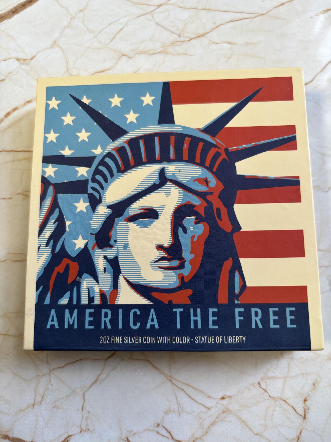 第183期拍卖 所罗门2022年美国自由女神2盎司异形彩色纪念银币，999银，发行2500枚，有氧化