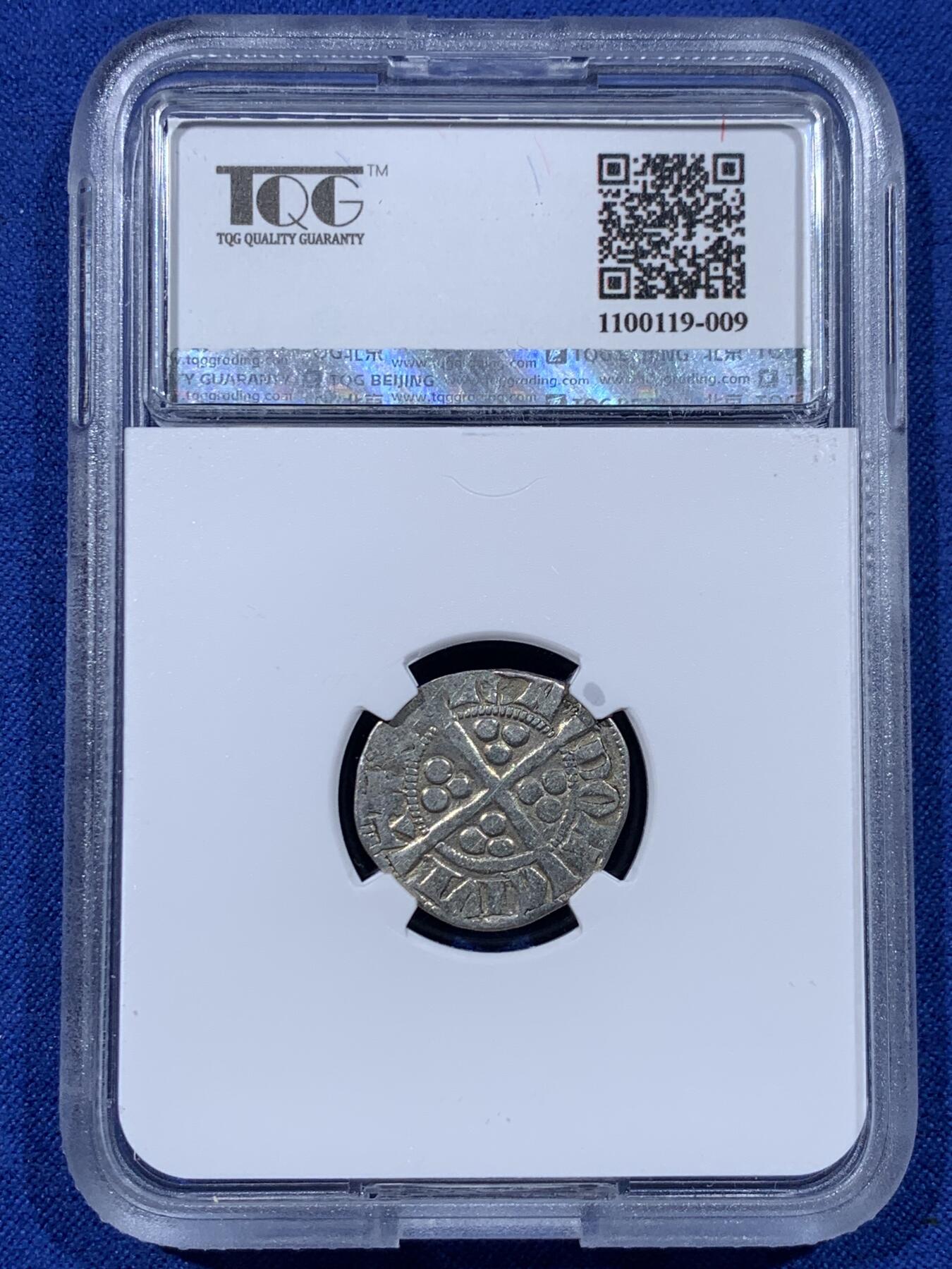 《竞宝斋》第443场 周日，周一，2场连拍 （全场包邮） TQG VFD 英格兰王国 爱德华一世（1272-1307年）期间 1便士银币 英系中世纪币经典品种