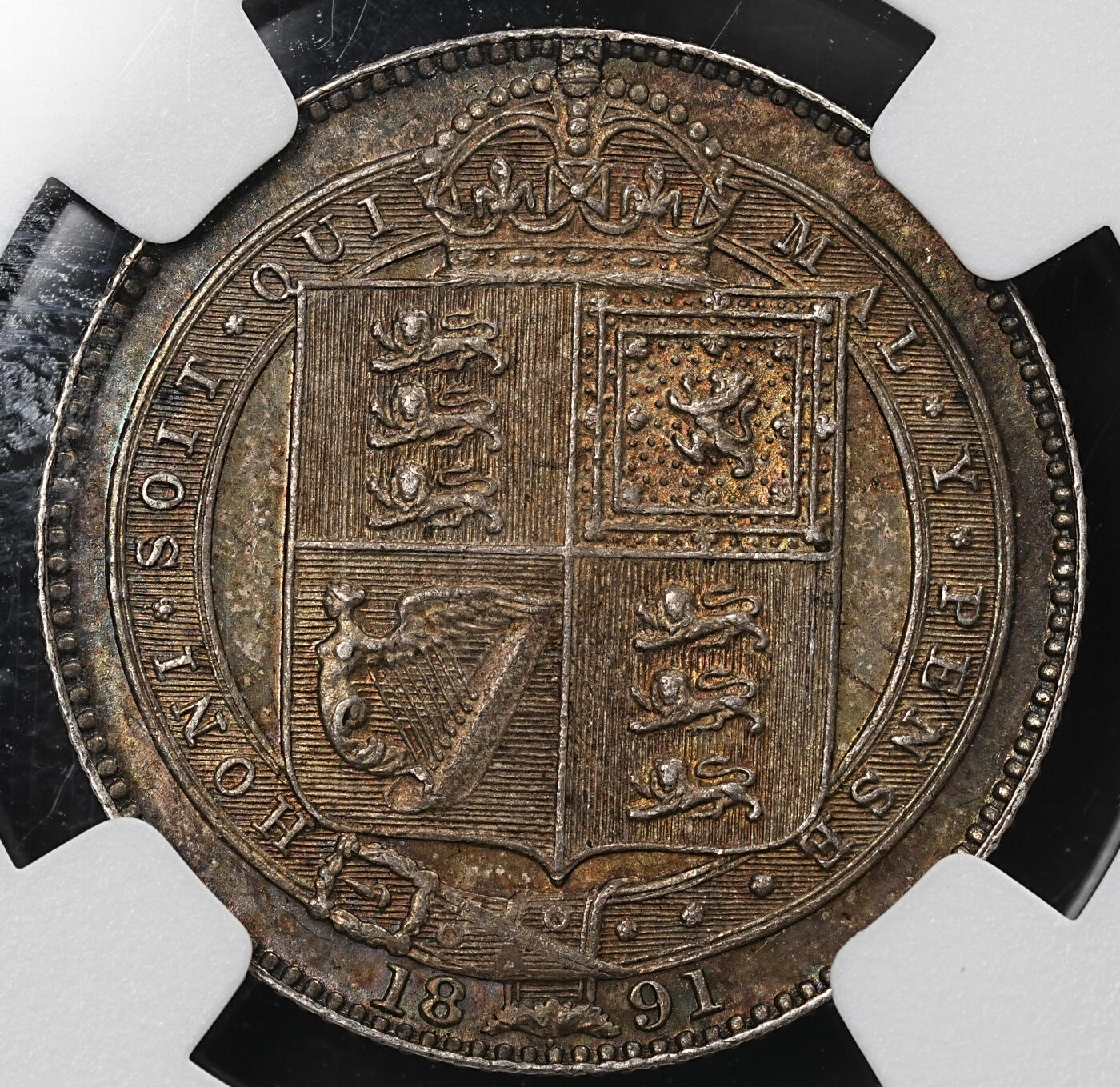 修遠堂世界钱币第九十五期 NGC MS62 1891年英国1先令银币 极美酱彩