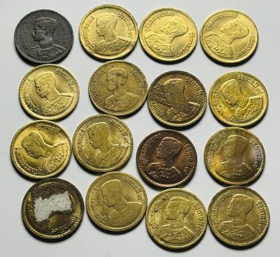 文馨钱币收藏第 284 场，【 长期接收代拍品】老藏家拍品南朝鲜李承晚时期货币，泰国大型纪念币，土耳其各时期及各国套币场 - 早期泰王 16 枚铜币