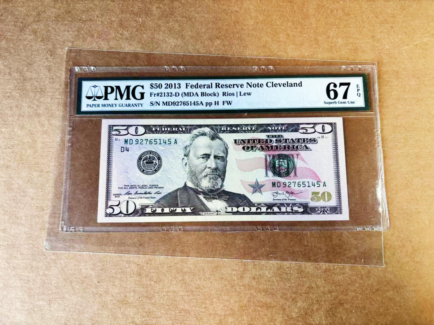 【Blue Auction】世界纸币精拍第757期——18级TOP拍卖/信誉/品质/专业/高效💫 美国 2013年50美金 PMG67EPQ 