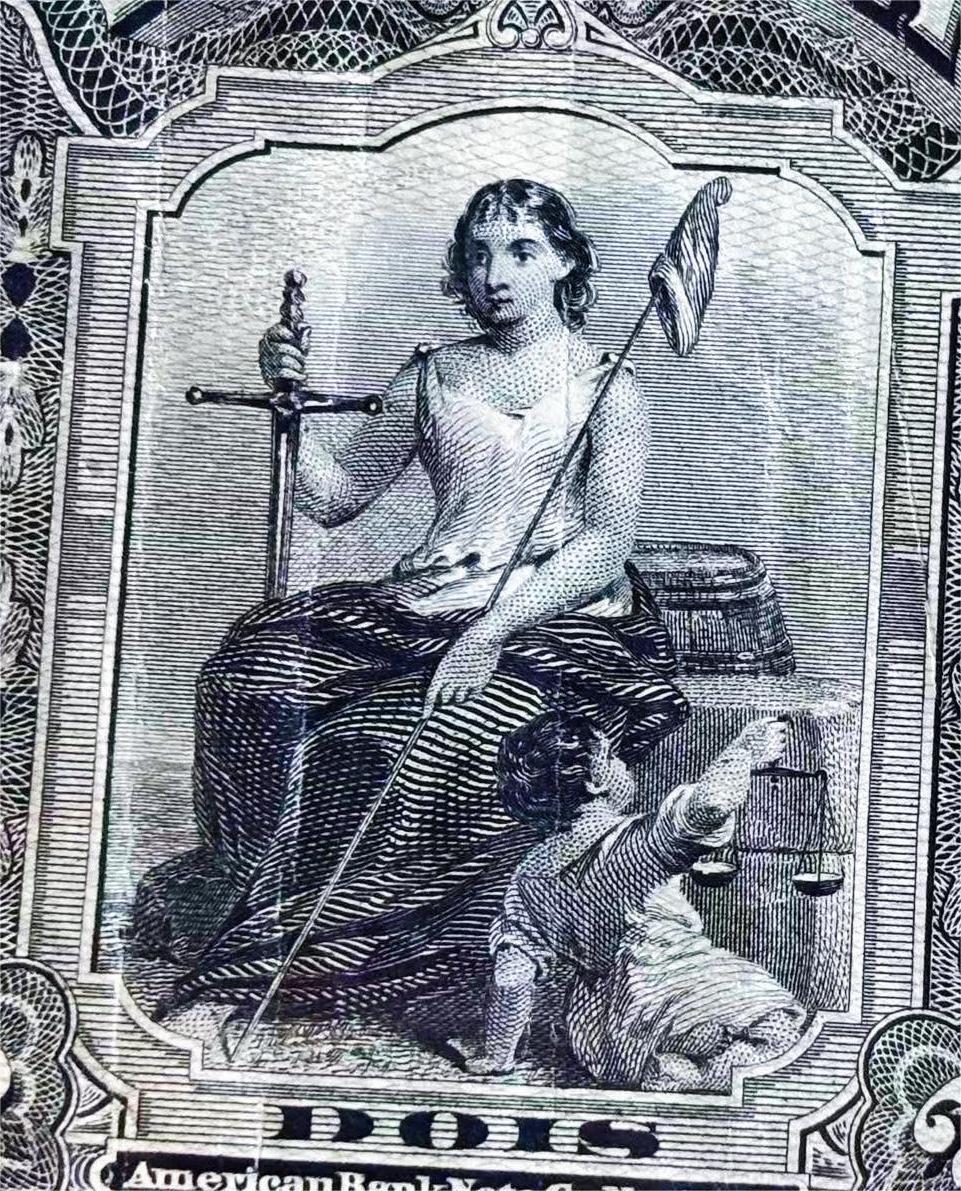 【Blue Auction】世界纸币精拍第757期——18级TOP拍卖/信誉/品质/专业/高效💫 【p10b 早期手签实钞罕见】巴西 1890年2Mil Reis 执剑女神 彼时街景 ABNC雕刻非常细腻精美 品相如图 