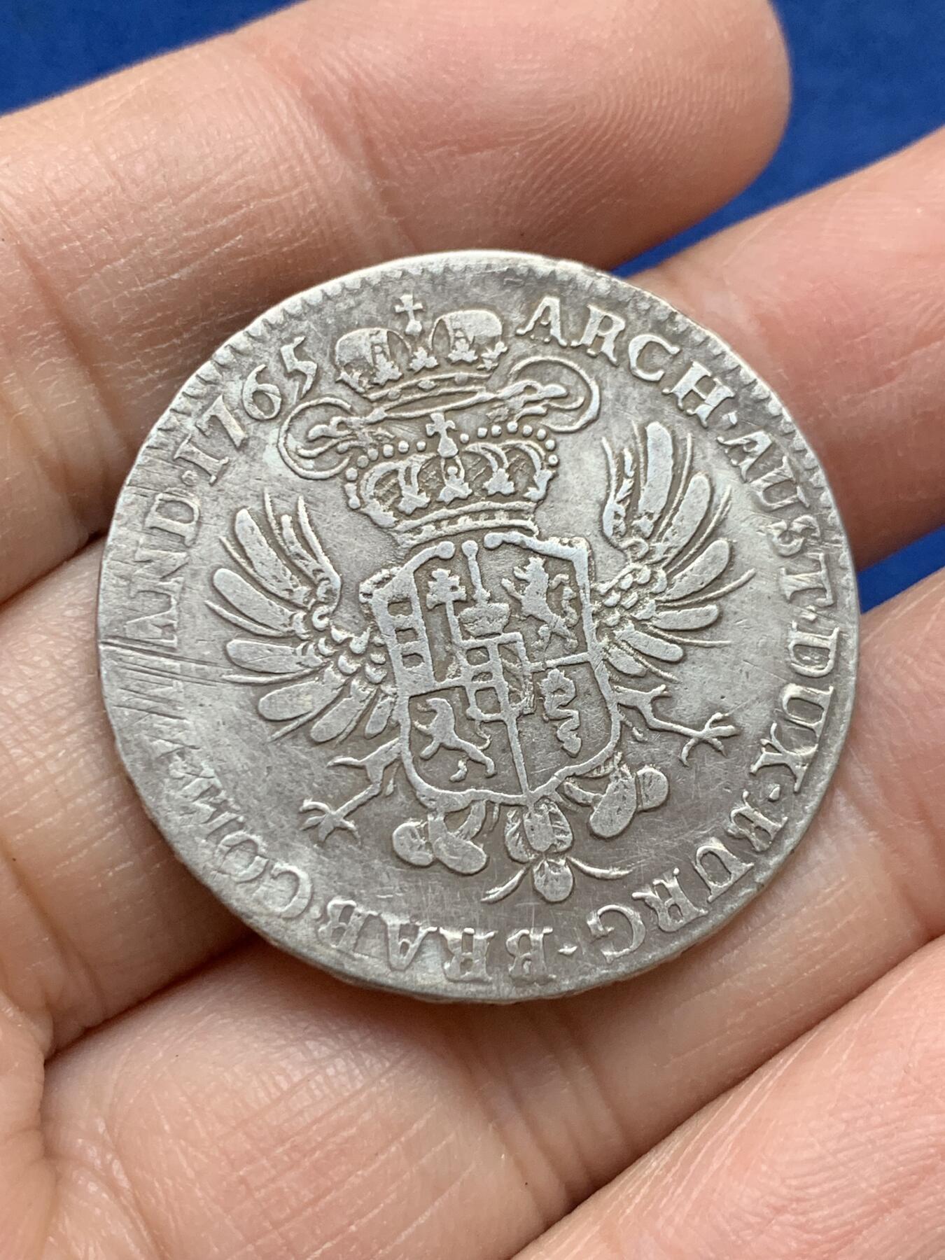 《竞宝斋》第443场 周日，周一，2场连拍 （全场包邮） 奥属尼德兰 1765年 1/2泰勒 银币 少见品种