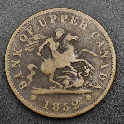 【淘币小摊】实时拍第八百一十三拍   散币场   满百包邮可预留二周 每周一统一发货   - 上加拿大1852年马剑一便士铜币代币