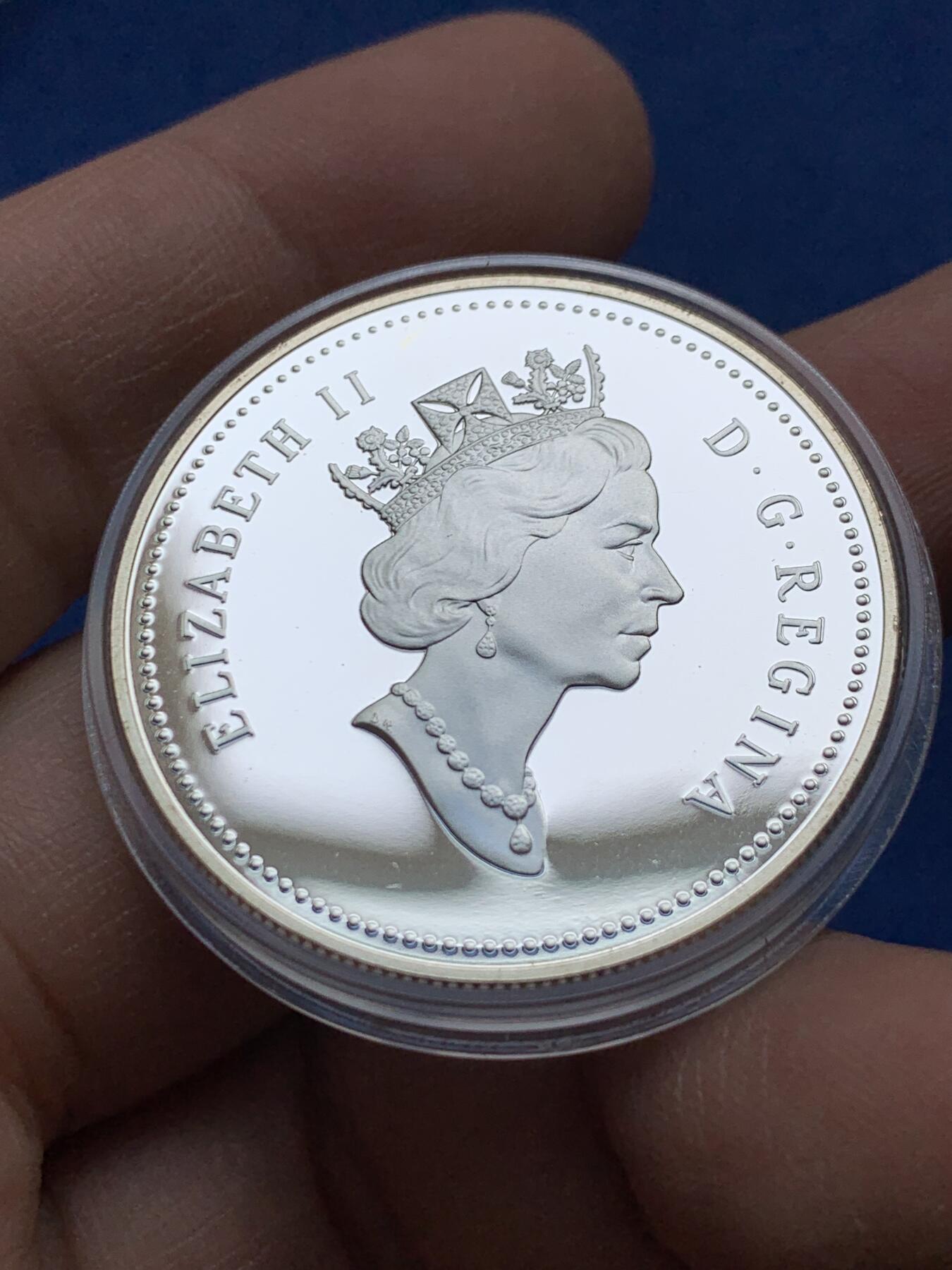 《竞宝斋》第443场 周日，周一，2场连拍 （全场包邮） 加拿大1991年五大湖第一艘汽船纪念银币