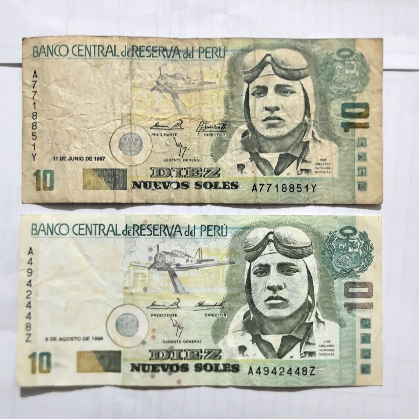 各国外币第100期 无佣金 秘鲁10索尔 97年98年