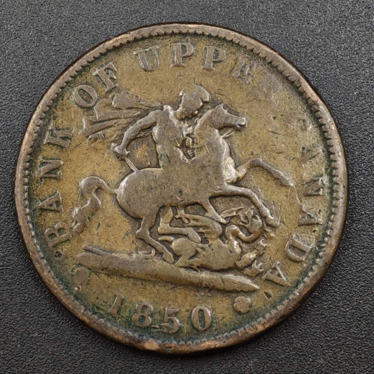 【淘币小摊】实时拍第八百一十三拍   散币场   满百包邮可预留二周 每周一统一发货   上加拿大1850年马剑一便士铜币代币