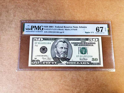 【Blue Auction】世界纸币精拍第757期——18级TOP拍卖/信誉/品质/专业/高效💫 - 【雷达号无47】美国 2001年50美金 PMG67EPQ 