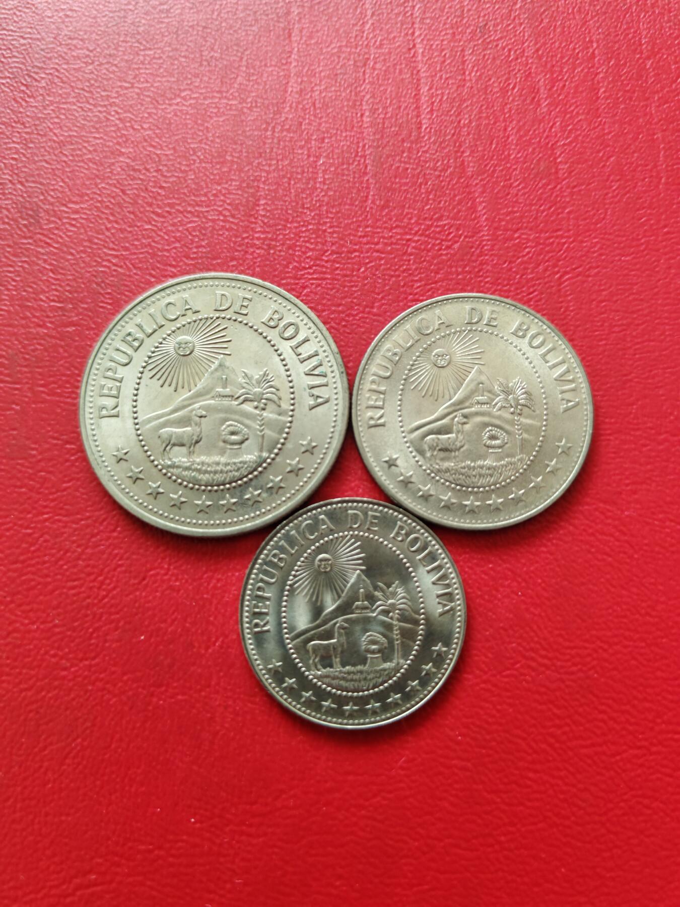 【云涧收藏】第八十一场 玻利维亚1967/74/76年50分、1、5比索3枚
