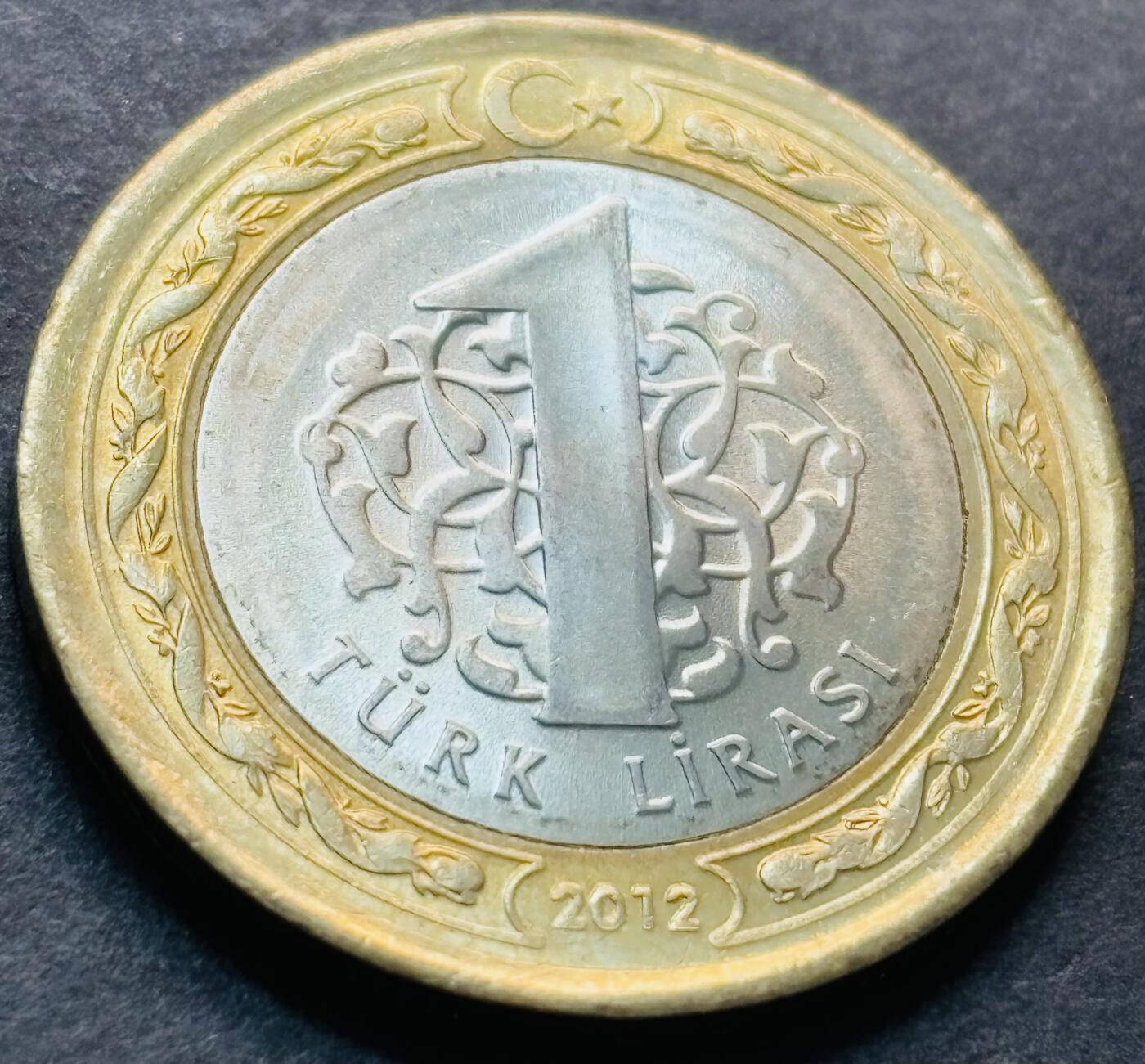 文馨钱币收藏第 284 场，【 长期接收代拍品】老藏家拍品南朝鲜李承晚时期货币，泰国大型纪念币，土耳其各时期及各国套币场 少见原光  2012年土耳其1里拉纪念币 第十届语言奥林匹克