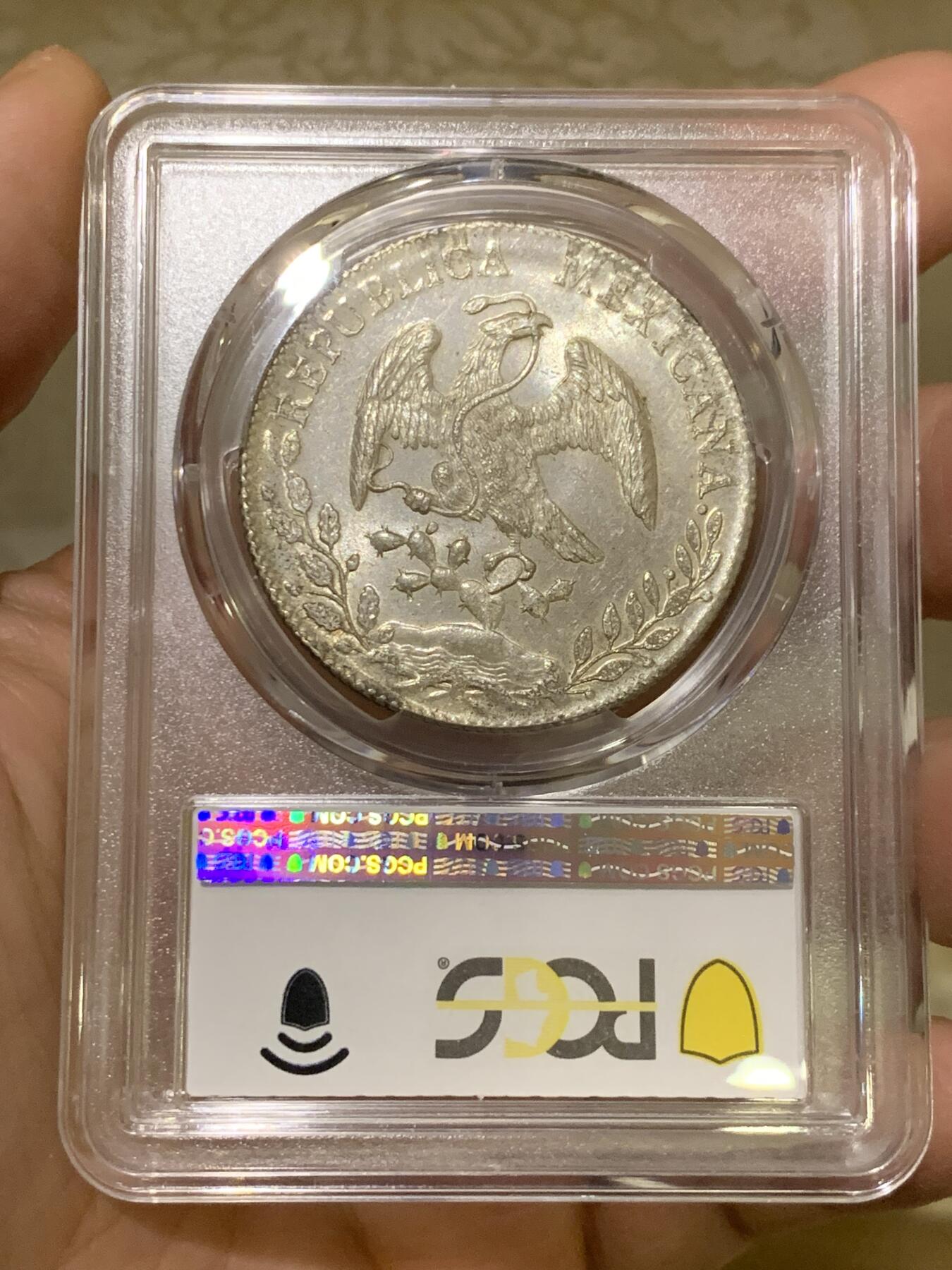 《竞宝斋》第443场 周日，周一，2场连拍 （全场包邮） PCGS MS64 墨西哥 1896年 8瑞尔 鹰洋 银币 高分Cn厂 亚军分 更高分仅一枚