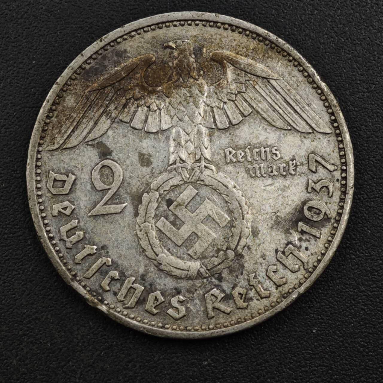 【淘币小摊】实时拍第八百一十三拍   散币场   满百包邮可预留二周 每周一统一发货   德国1937年2马克银币