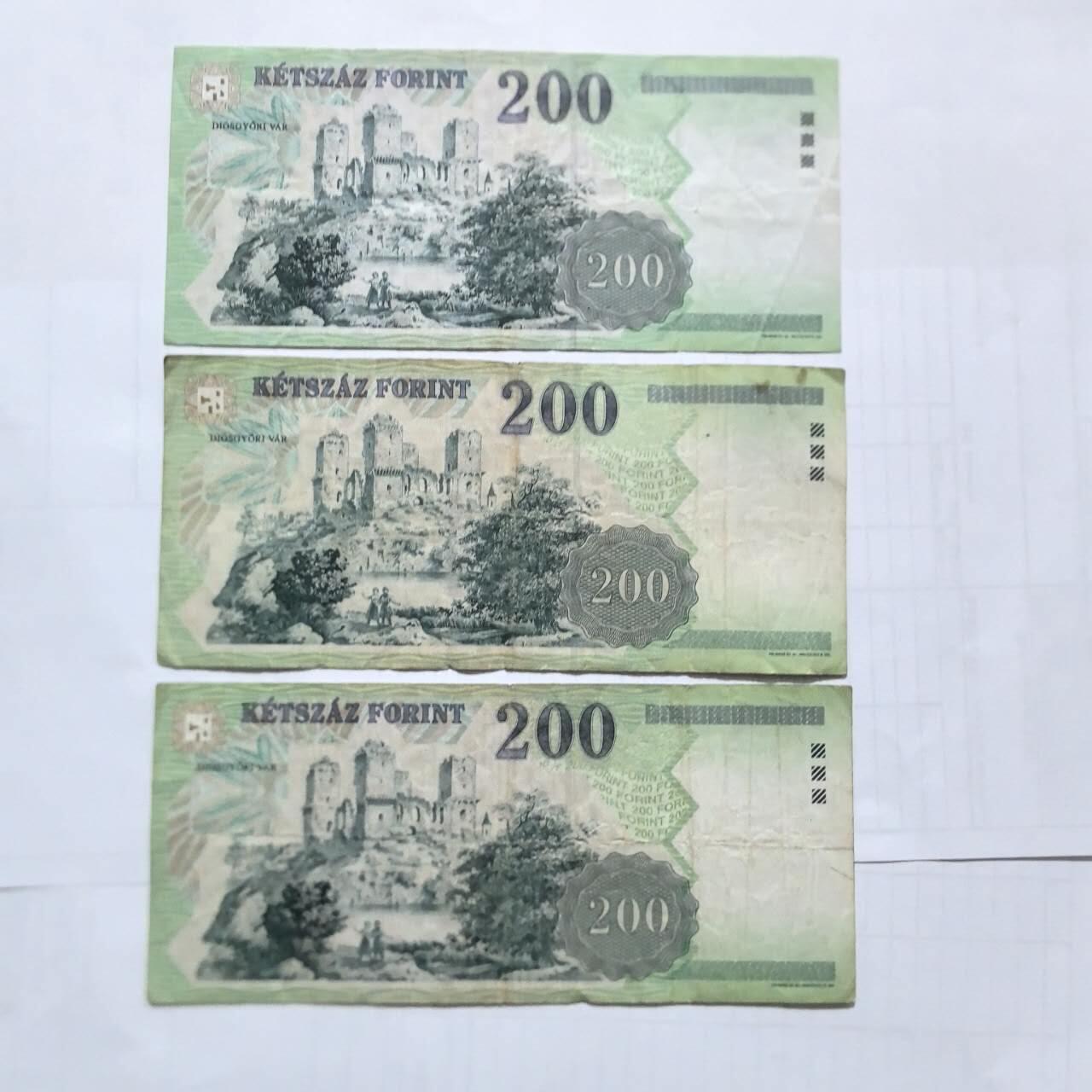 各国外币第100期 无佣金 匈牙利200福林 不同年份3张