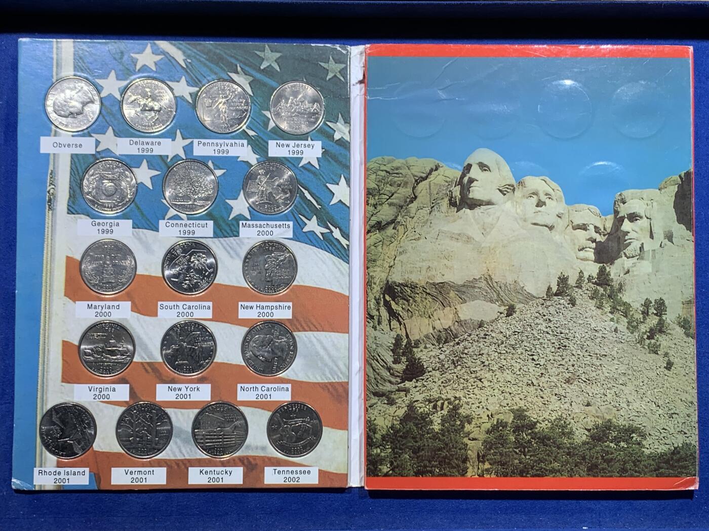 《竞宝斋》第443场 周日，周一，2场连拍 （全场包邮） 美国州币原光一本51枚+美国1986年50分自由女神像精制币