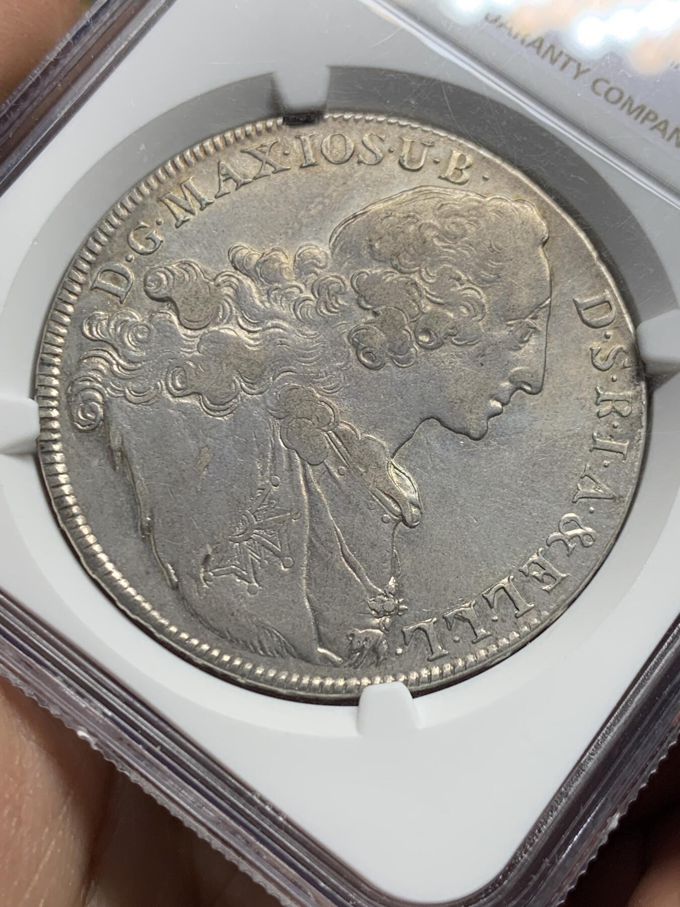 《竞宝斋》第443场 周日，周一，2场连拍 （全场包邮） NGC XF45 德国巴伐利亚1764年圣母抱婴泰勒银币