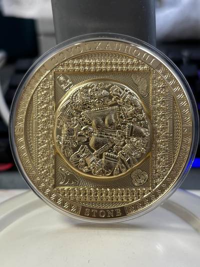 第184期拍卖 - 库克2021年考古系列阿兹台克仿古3盎司镀金版银币，999银，发行99枚