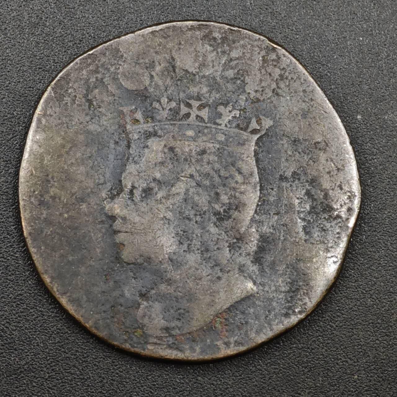 【淘币小摊】实时拍第八百一十三拍   散币场   满百包邮可预留二周 每周一统一发货   巴巴多斯1788年菠萝大铜币