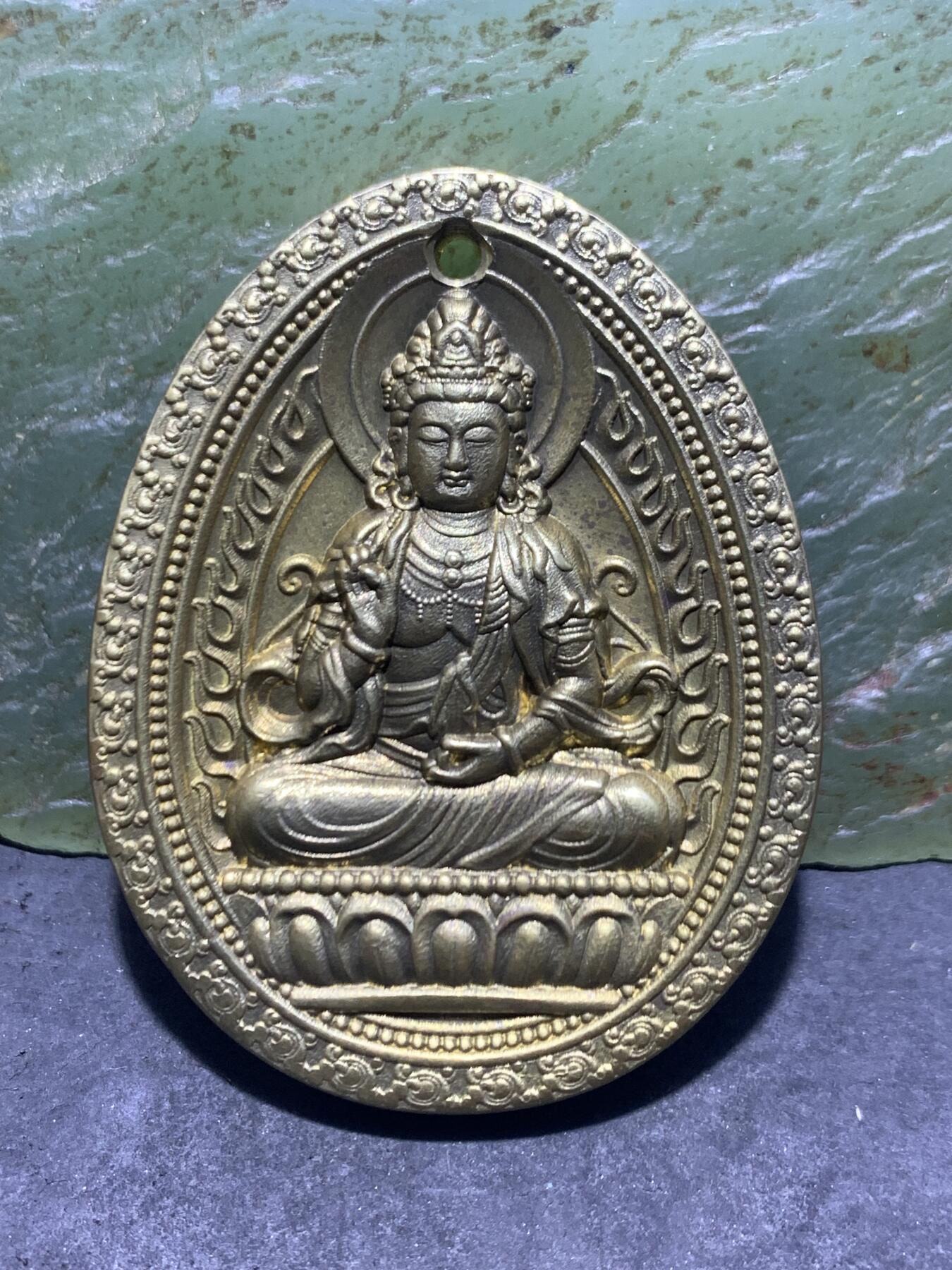 精美黄铜虚空藏菩萨护身牌一个