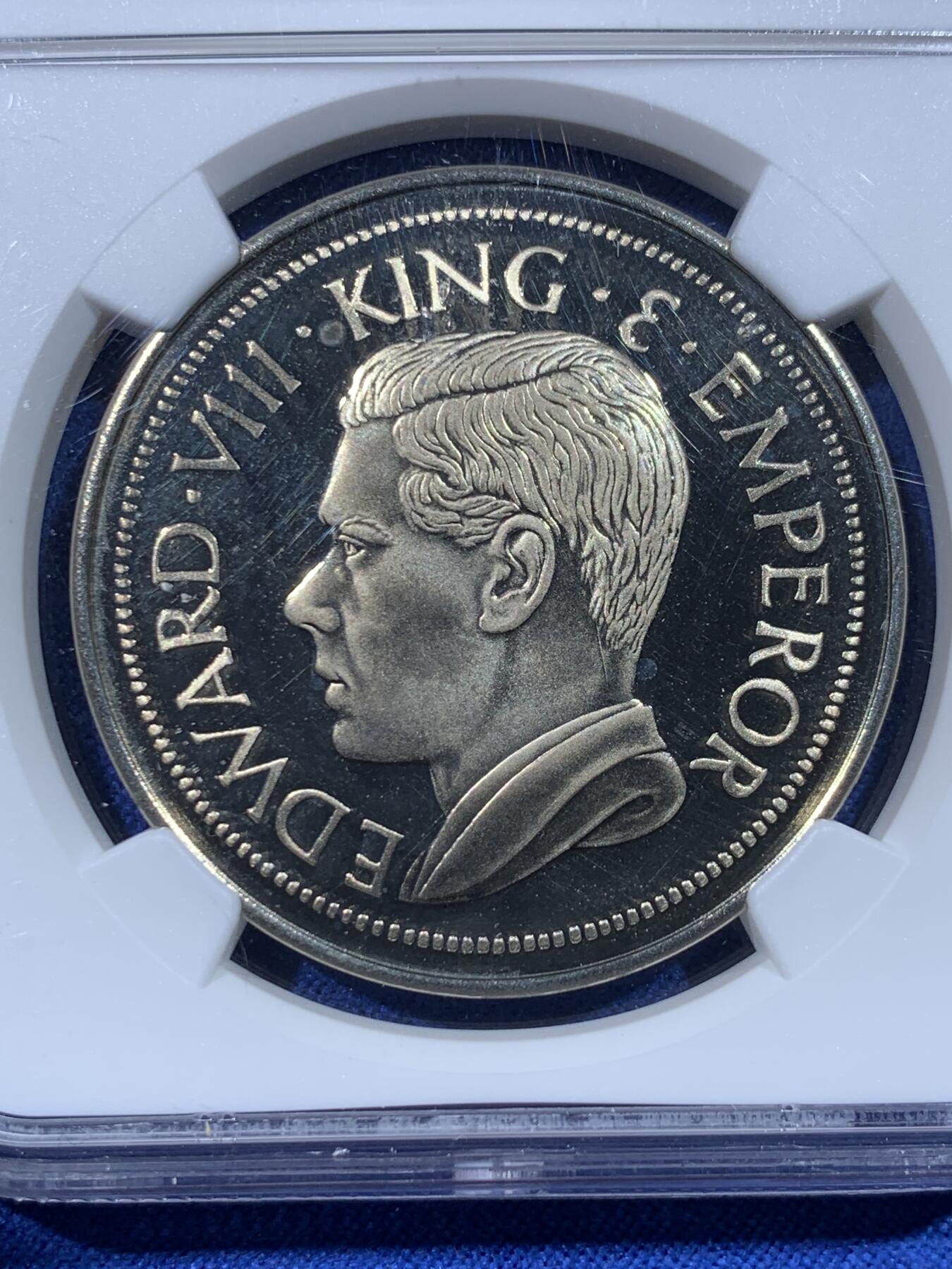 《竞宝斋》第443场 周日，周一，2场连拍 （全场包邮） NGC PF68UC 香港1936年爱德华八世克朗型戏铸币，铸造时间应为1984年左右，高分少见品种，镜面效果。