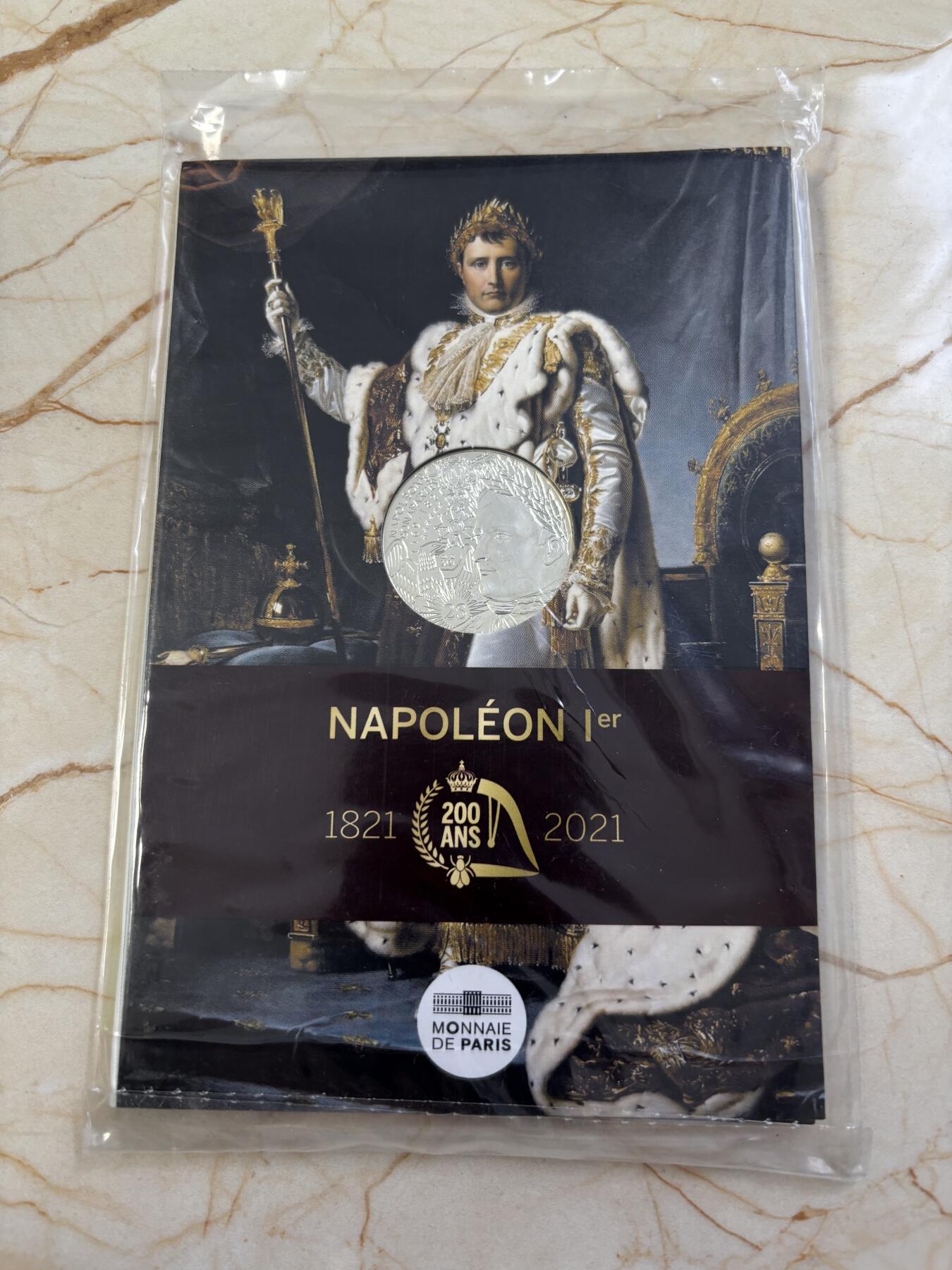 第183期拍卖 卡装法国2021年拿破仑逝世200周年10欧纪念银币，333银，发行75000枚，17克