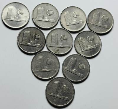 文馨钱币收藏第 284 场，【 长期接收代拍品】老藏家拍品南朝鲜李承晚时期货币，泰国大型纪念币，土耳其各时期及各国套币场 - 好品马来西亚大厦版 10 分 10 枚