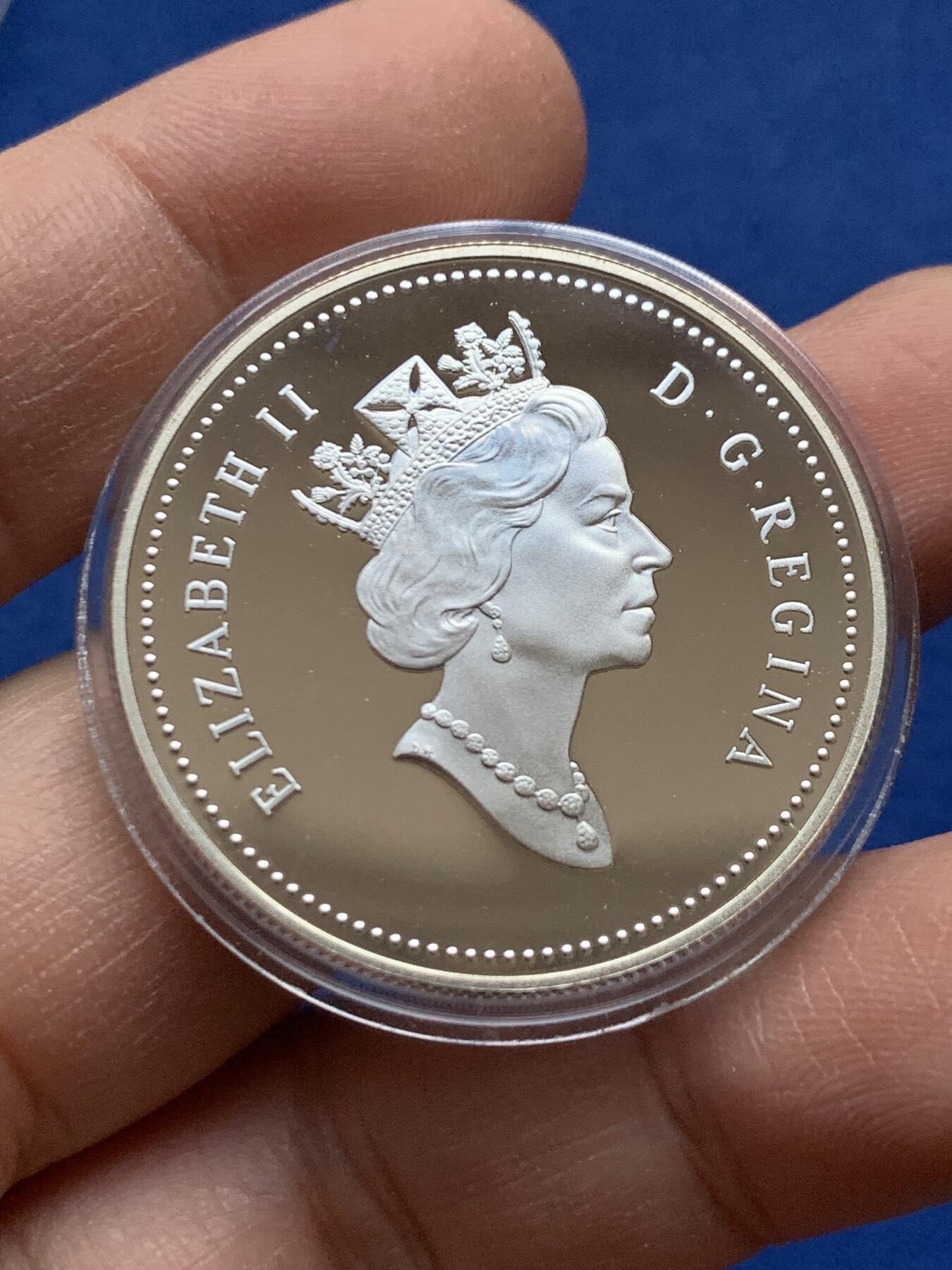 《竞宝斋》第443场 周日，周一，2场连拍 （全场包邮） 加拿大1991年五大湖第一艘汽船纪念银币