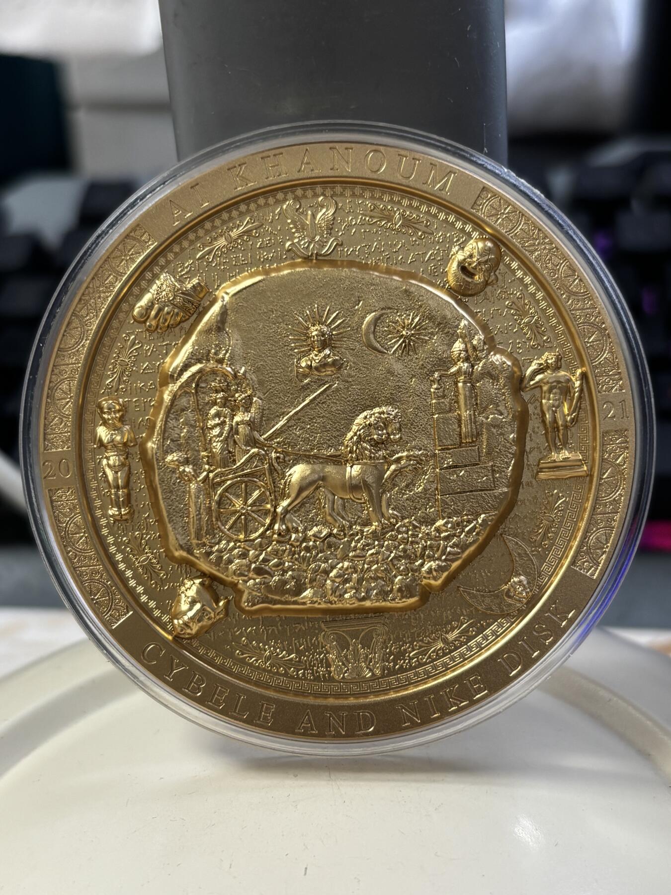 第184期拍卖 库克2021年考古系列巴克特里亚3盎司双面镀金银币，999银，发行99枚